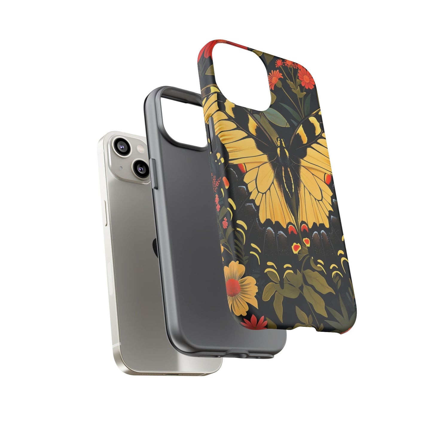Butterfly Floral Phone Case, Tough Cases with Vibrant Design, Protective Cover for Nature Lovers, Gift for Her