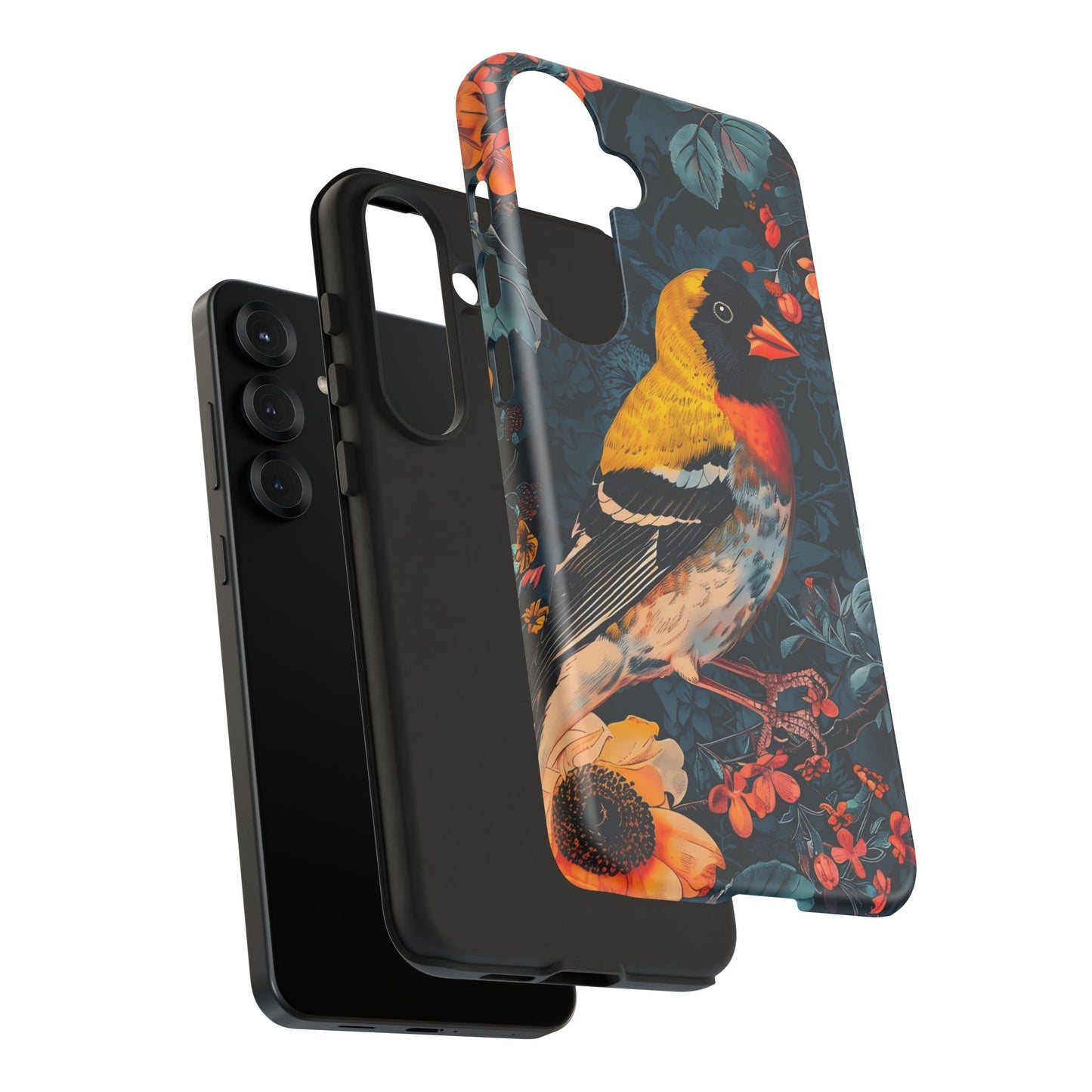 Colorful Bird Phone Case, Floral Phone Cover, Tough Phone Protector, Nature Lover Gift, Botanical Case, Unique Mobile Accessory