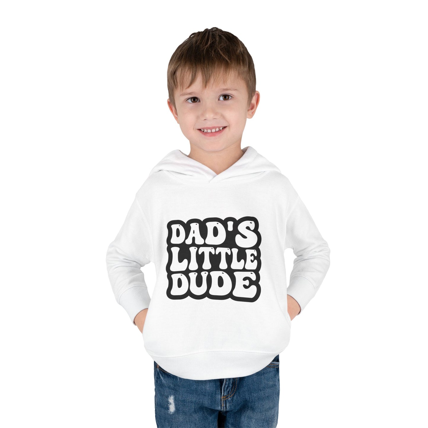Cute Toddler Fleece Hoodie - "Dad's Little Dude"