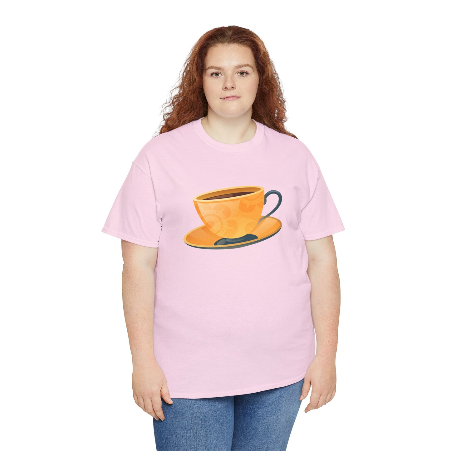 Unisex Heavy Cotton Tee - Elegant British Tea Cup - Classic Tea Time Style