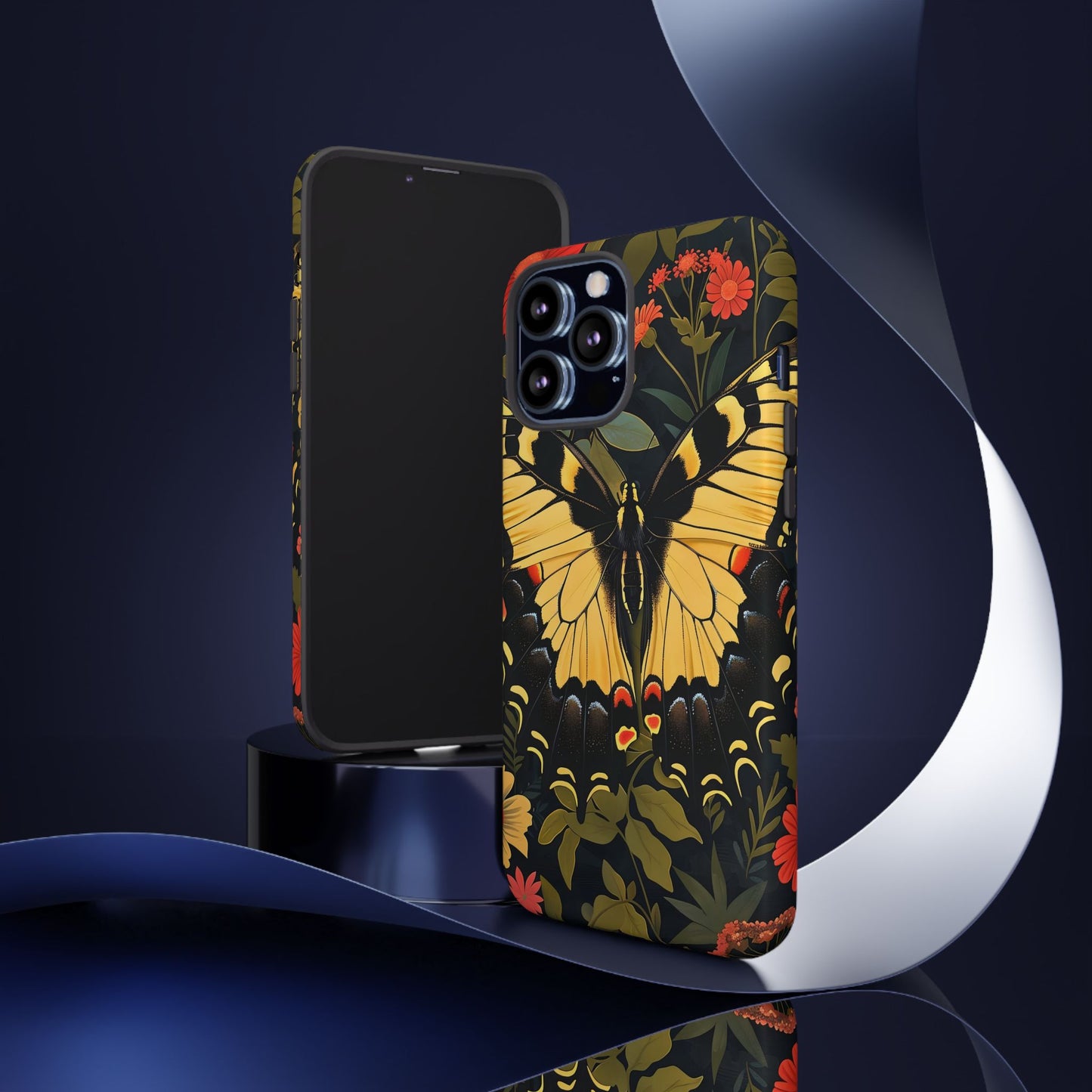 Butterfly Floral Phone Case, Tough Cases with Vibrant Design, Protective Cover for Nature Lovers, Gift for Her