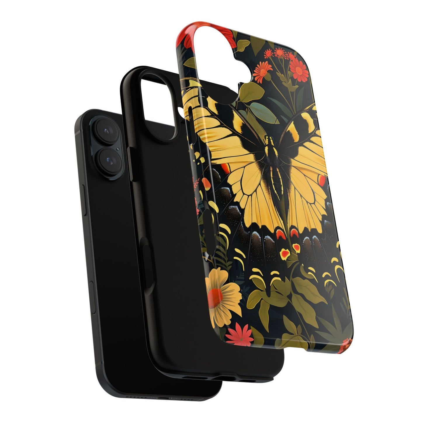 Butterfly Floral Phone Case, Tough Cases with Vibrant Design, Protective Cover for Nature Lovers, Gift for Her