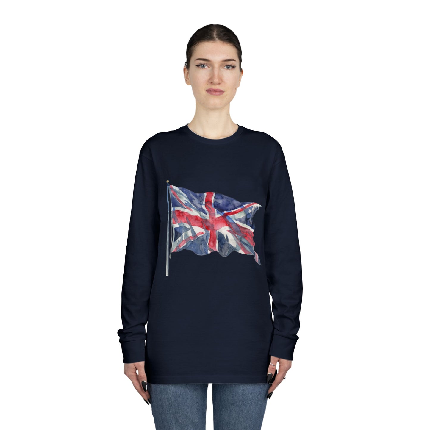 Long Sleeve Crewneck Tee - Iconic British Flag
