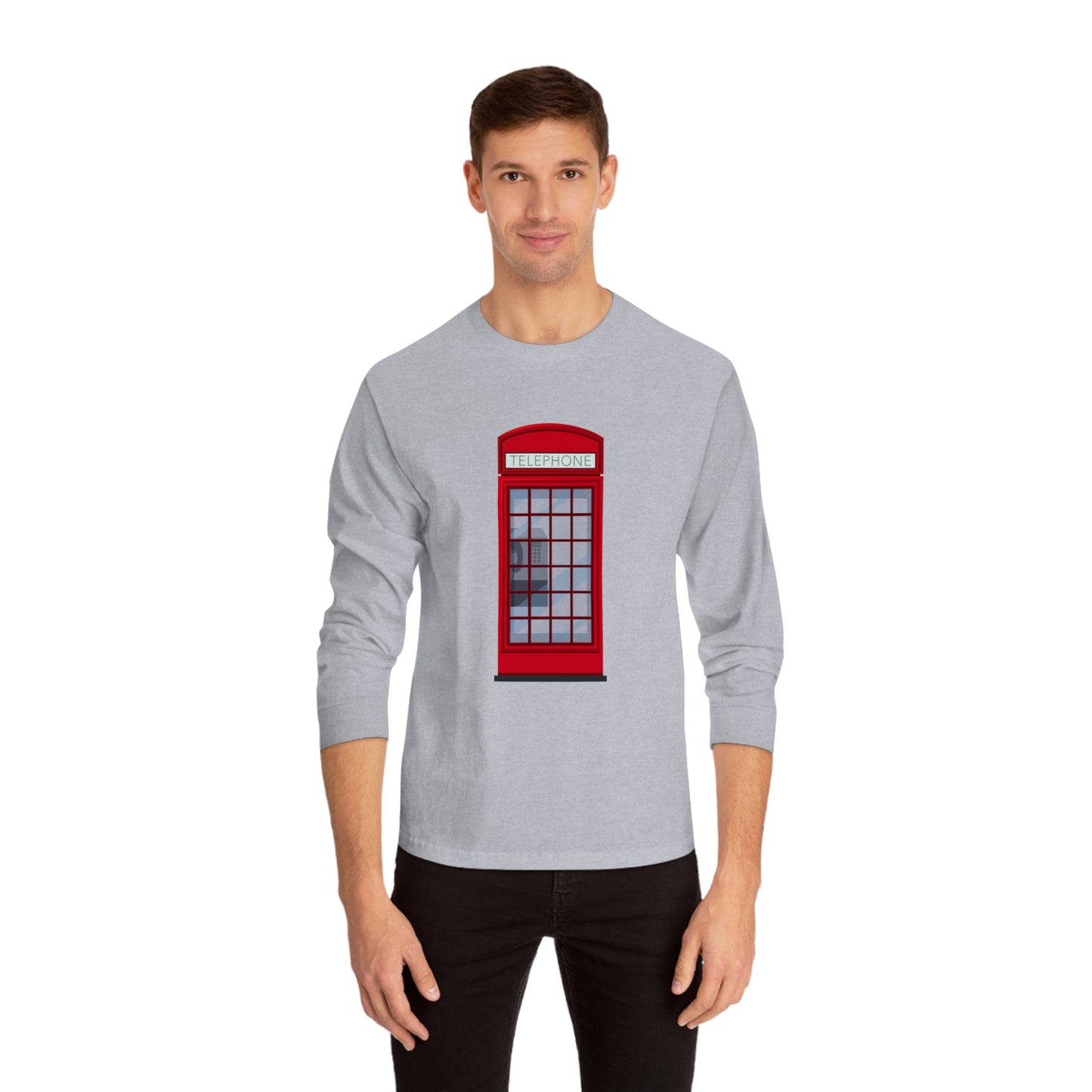 Unisex Classic Long Sleeve T-Shirt - Iconic British Public Telephone - Classic Red Phone Box