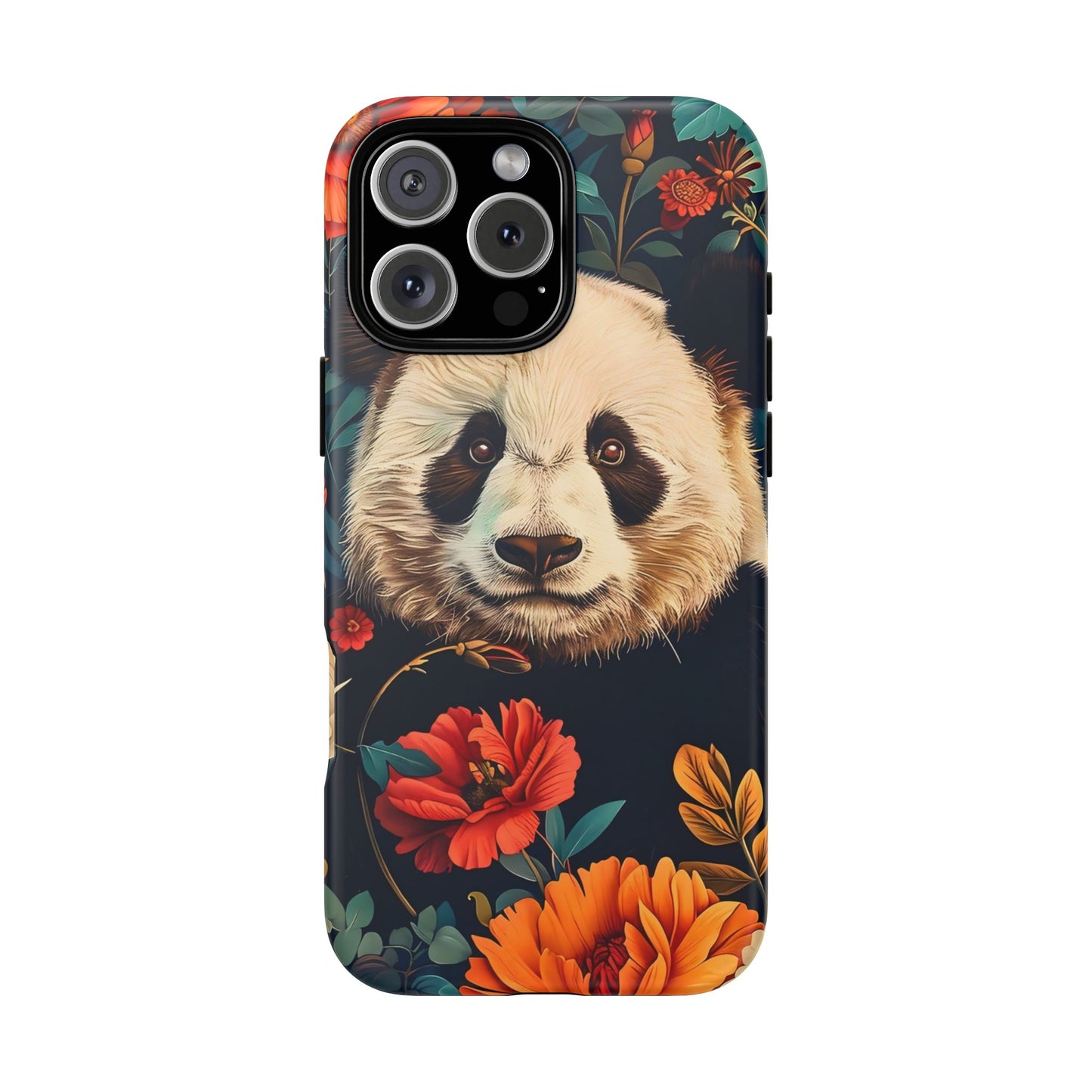 Panda Floral Phone Case, Tough Cases, Cute Animal Case, Floral Design, Gifts for Animal Lovers, Phone Accessories