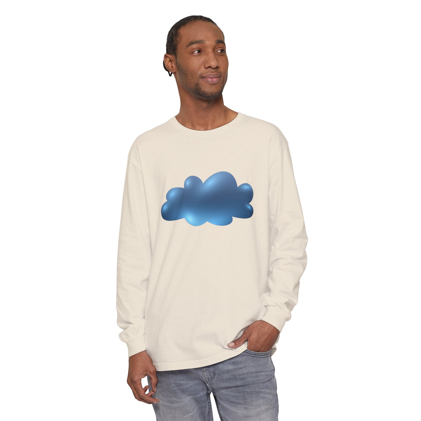 Unisex Garment-dyed Long Sleeve T-Shirt - Serene Cloudscape - Dreamy Cloud