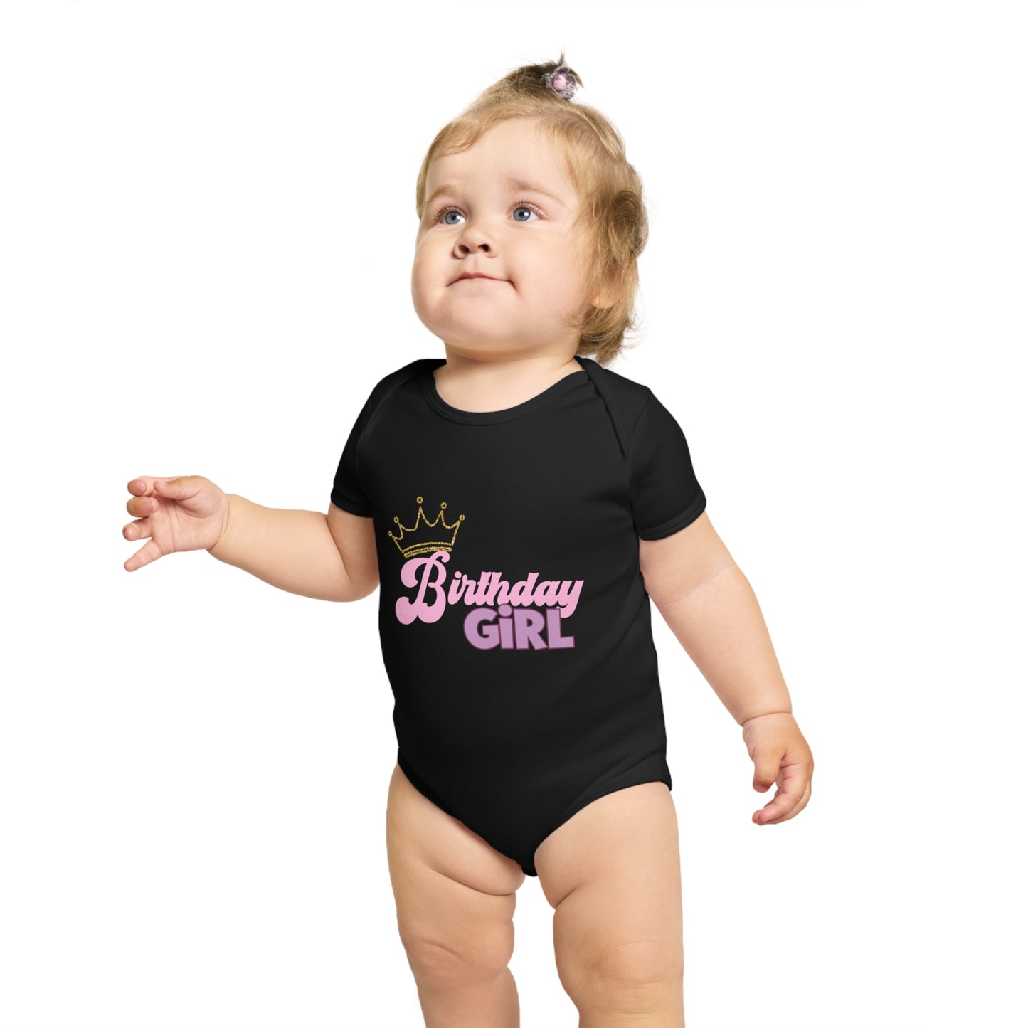 Birthday Girl Short Sleeve Baby Bodysuit - Cute Princess Design for Celebrating First Birthdays