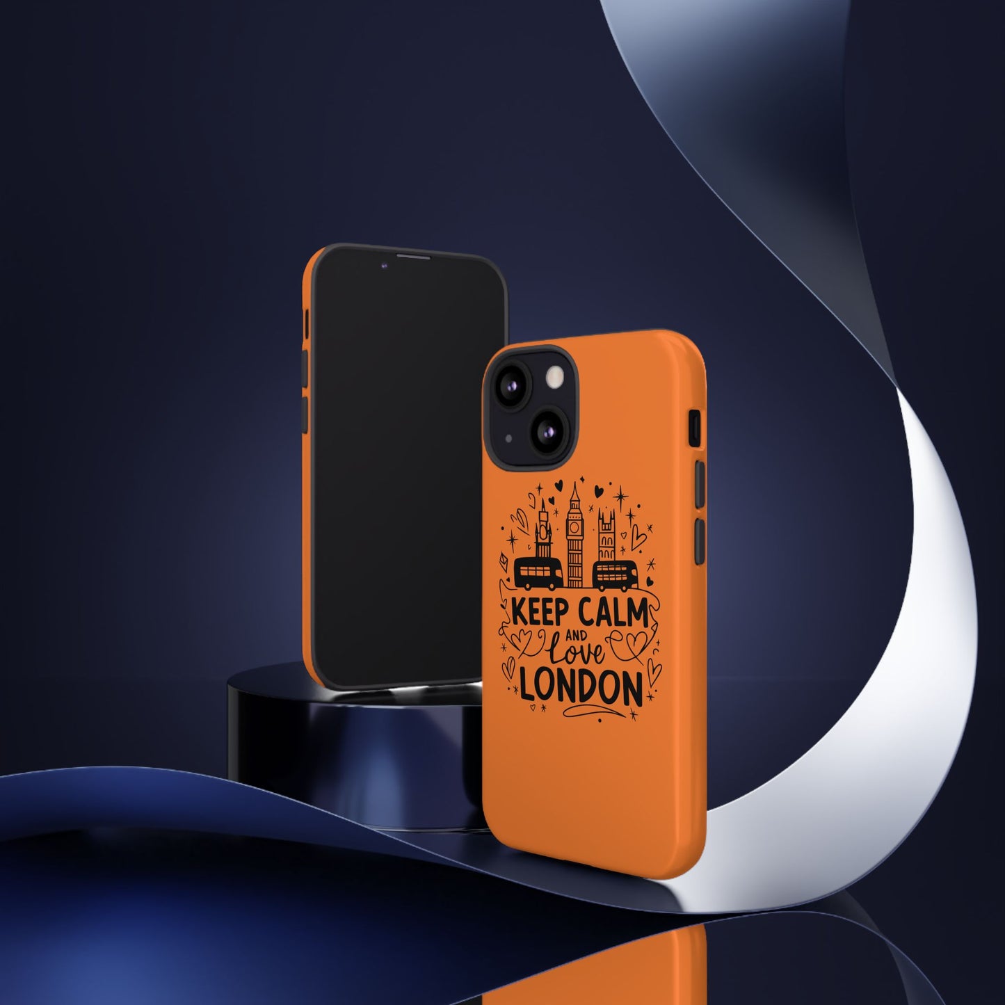 London-Themed Phone Case: Keep Calm and Love London, UK Souvenir, Travel Gift, City Lover, Smartphone Accessories, Orange Design