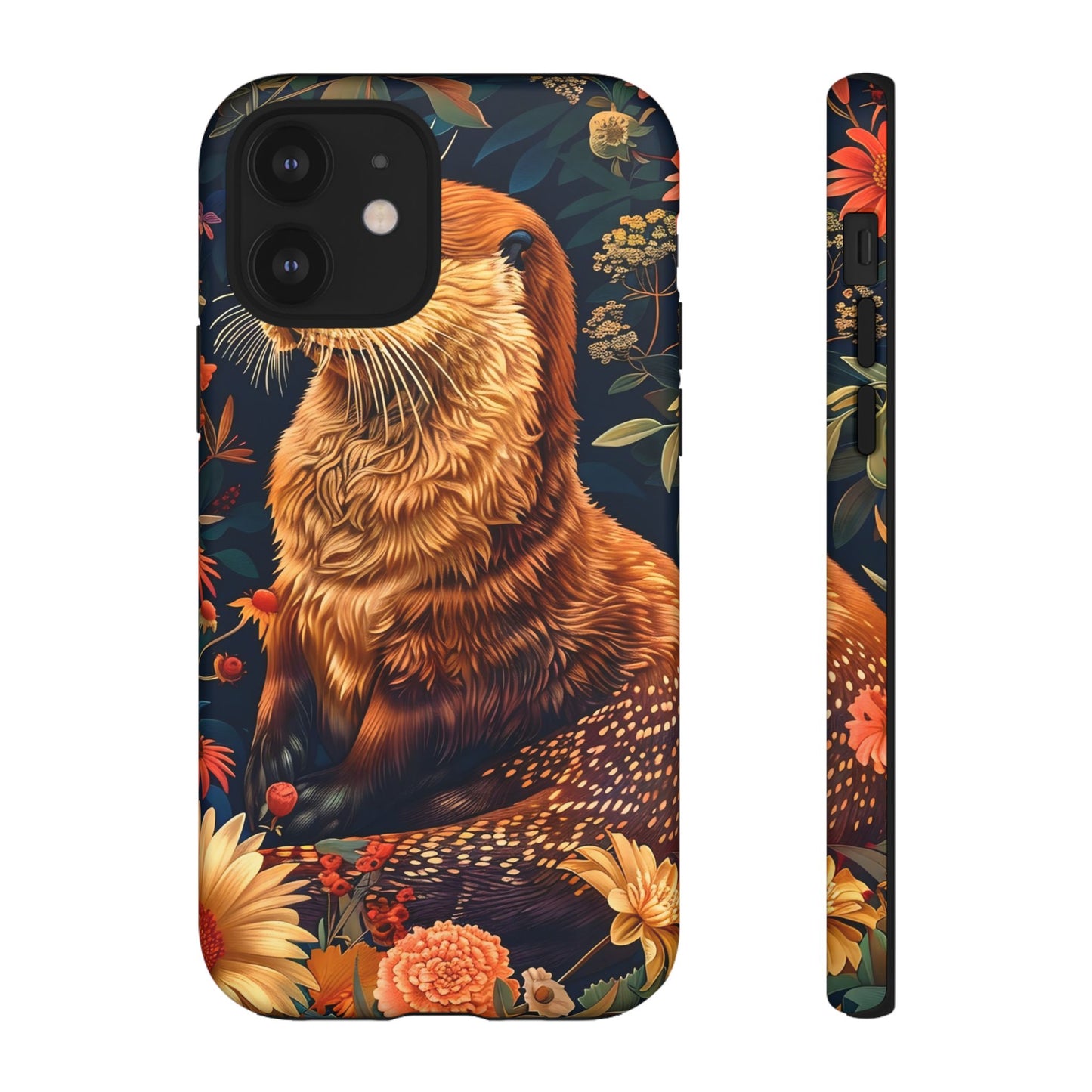 Otter Phone Case, Floral Otter Design, Tough Phone Cover, Nature Lover Gift, Cute Animal Accessories