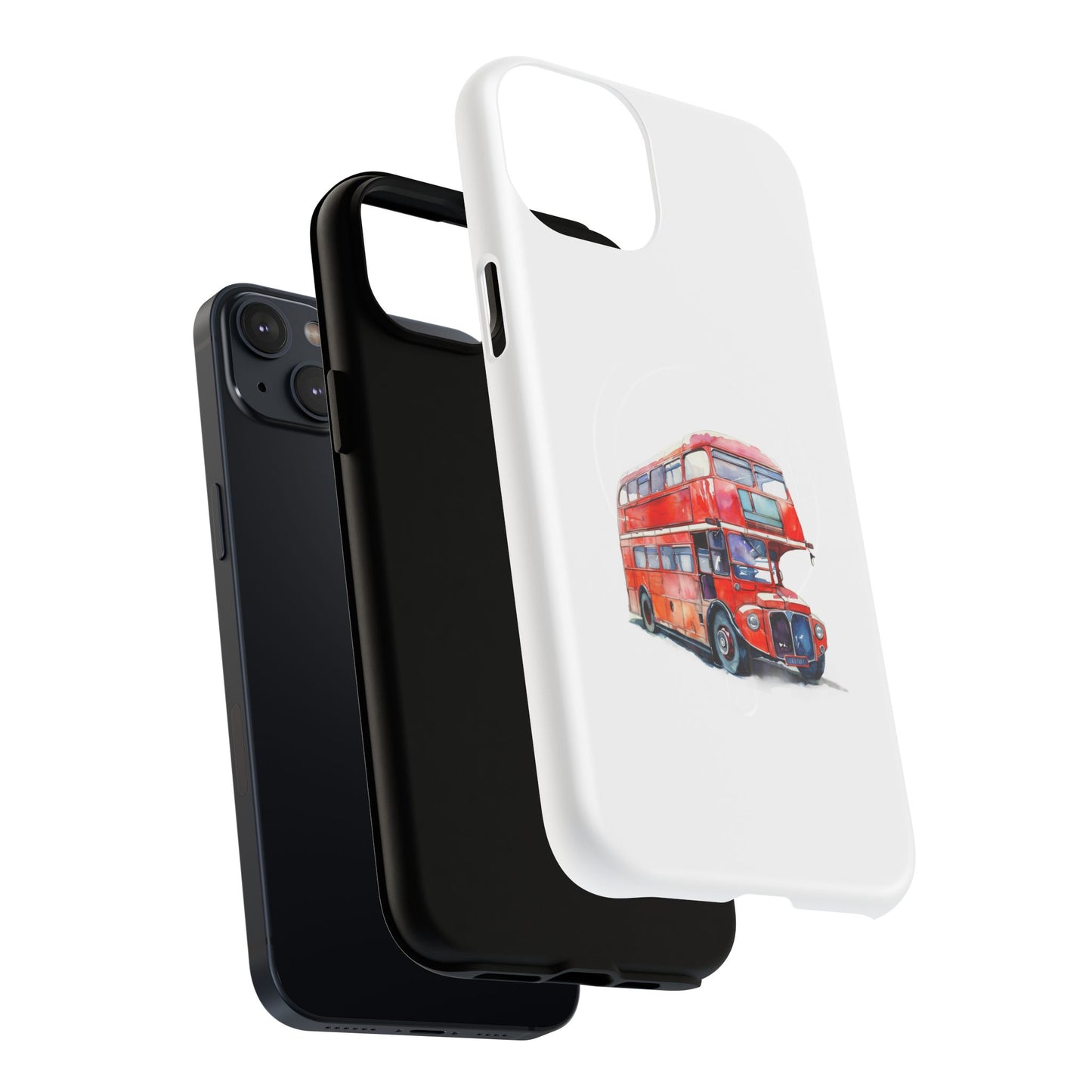 Vintage Double-Decker Bus Phone Case, Tough Magnetic Cases, Unique Mobile Cover, Gifts for Travelers, London-Themed Accessories