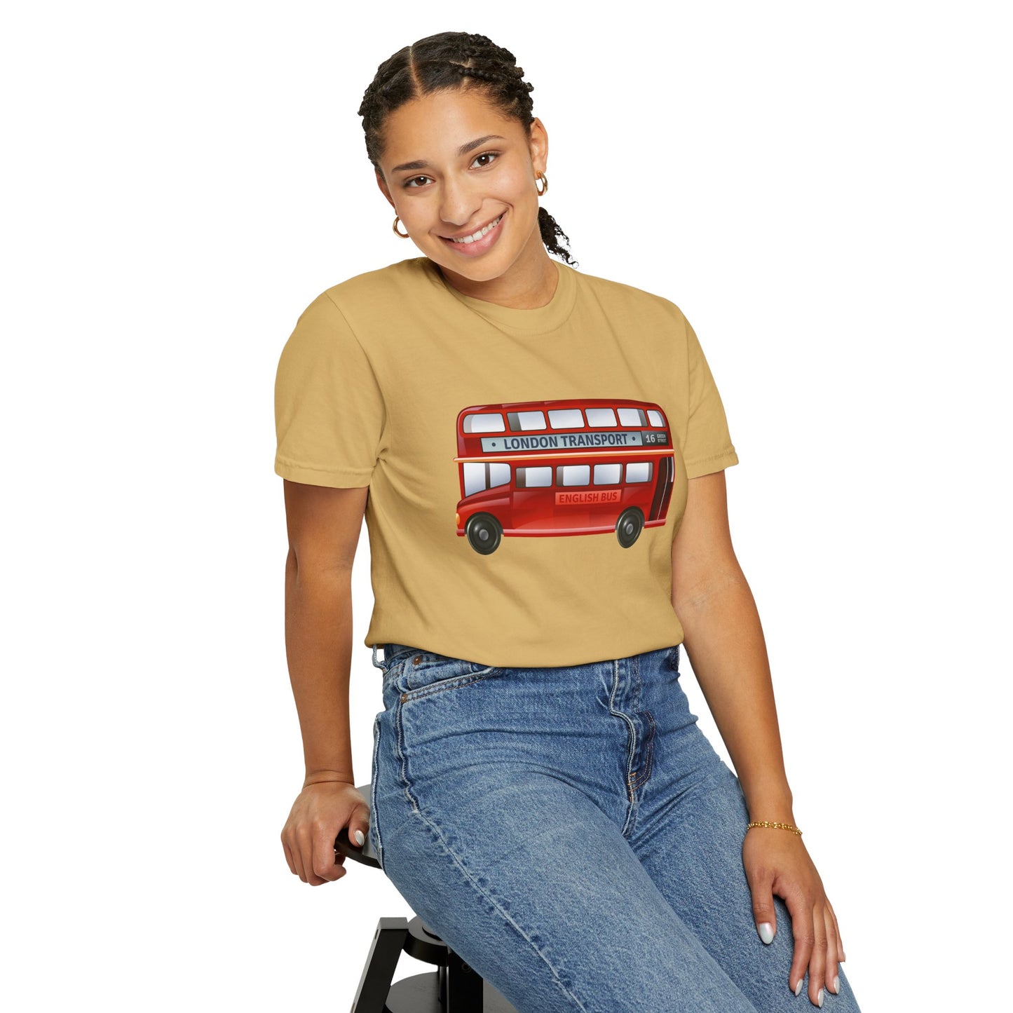 Unisex Garment-Dyed T-shirt - Rolling Through History: The British Red Bus