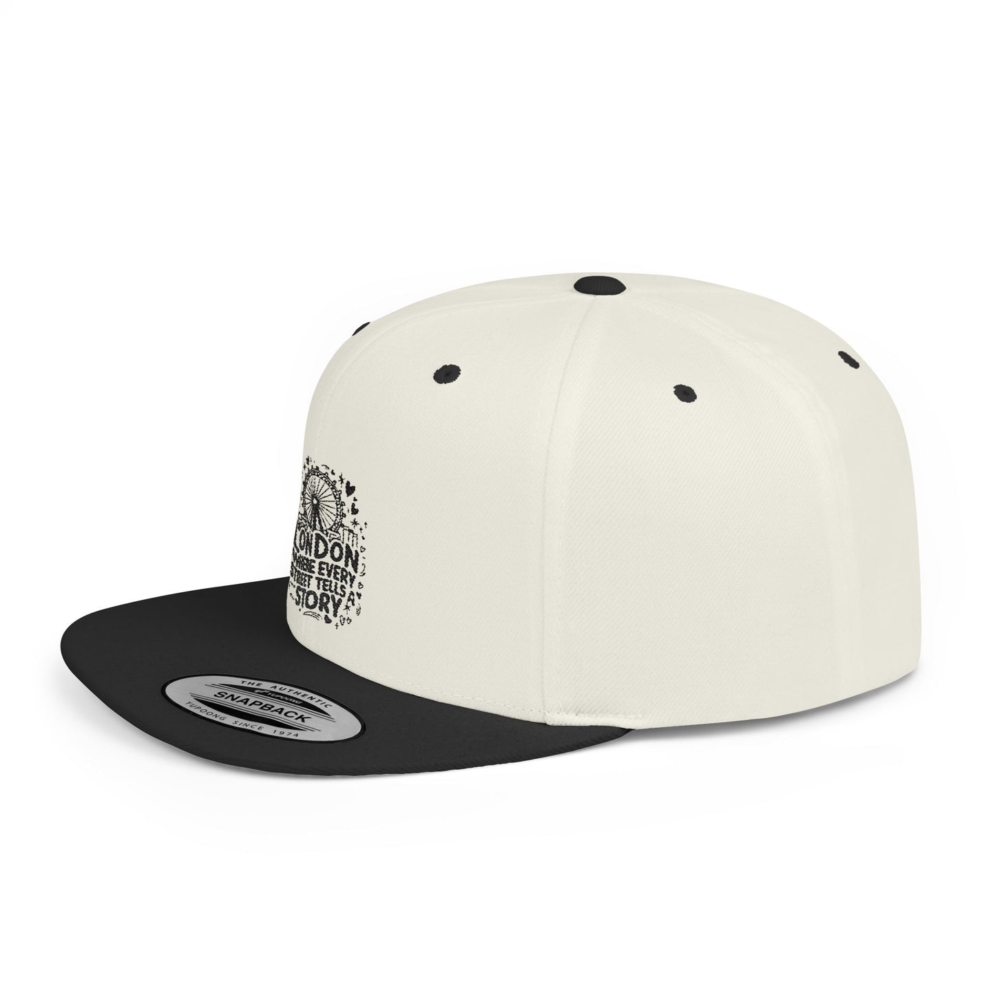 London Story Flat Bill Snapback Hat | Urban Fashion, Street Style, Travel Accessory, Gift for Travelers, Unique Headwear