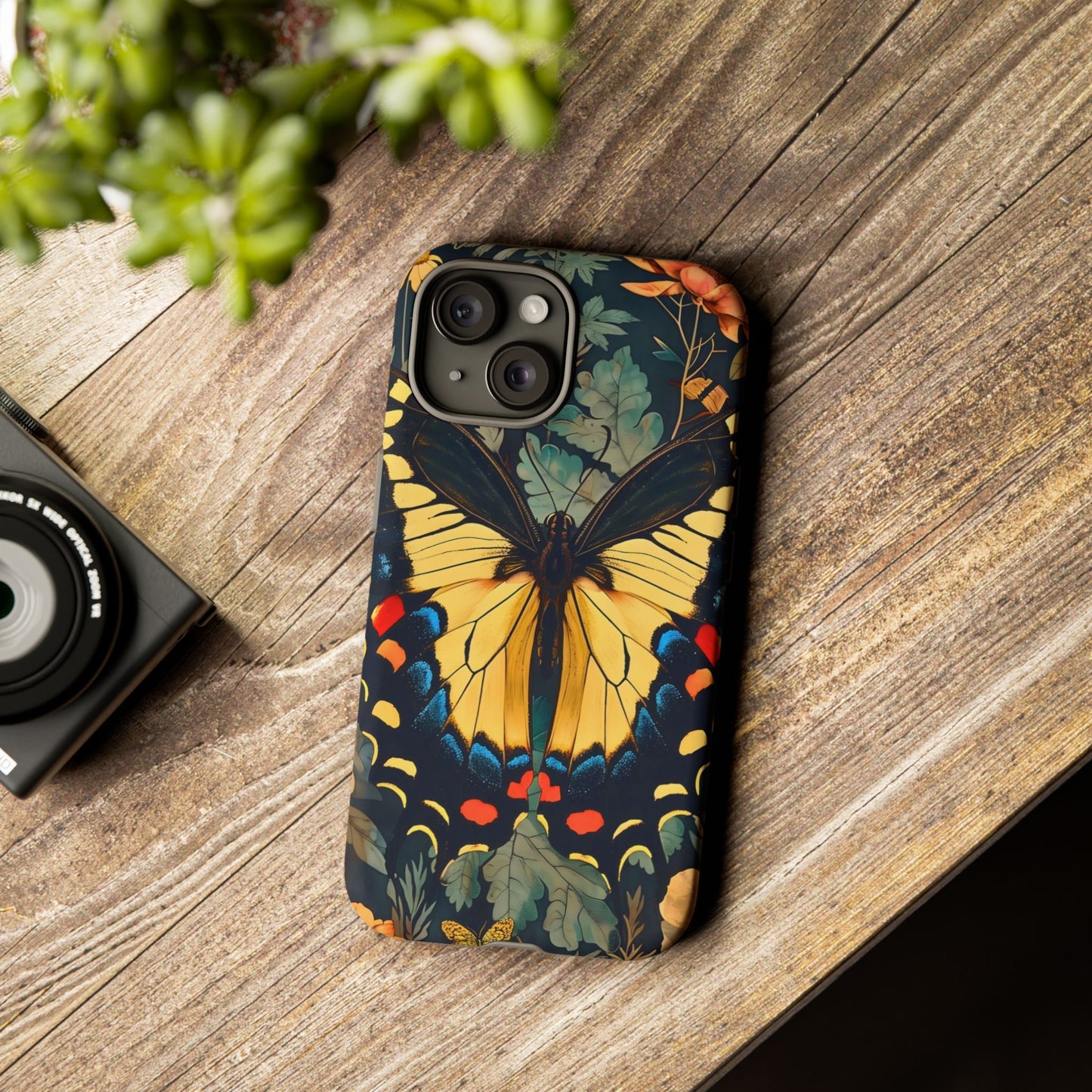 Butterfly Floral Phone Case, Art-inspire Tough Case, Gift for Nature Lovers, Butterfly Pattern Cover, Eco-Friendly Mobile Accessory