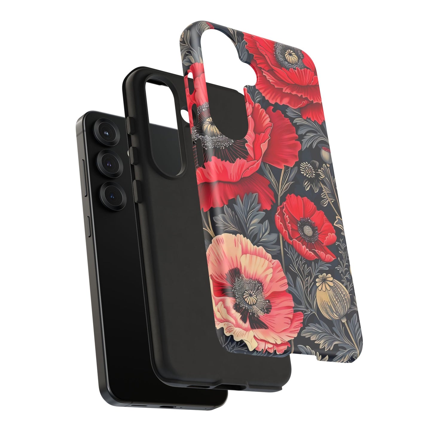 Floral Phone Case with Artistic Poppies, Tough Cases, Flower Design, Nature Lover Gift, Customizable Mobile Cover, Stylish Phone Accessories