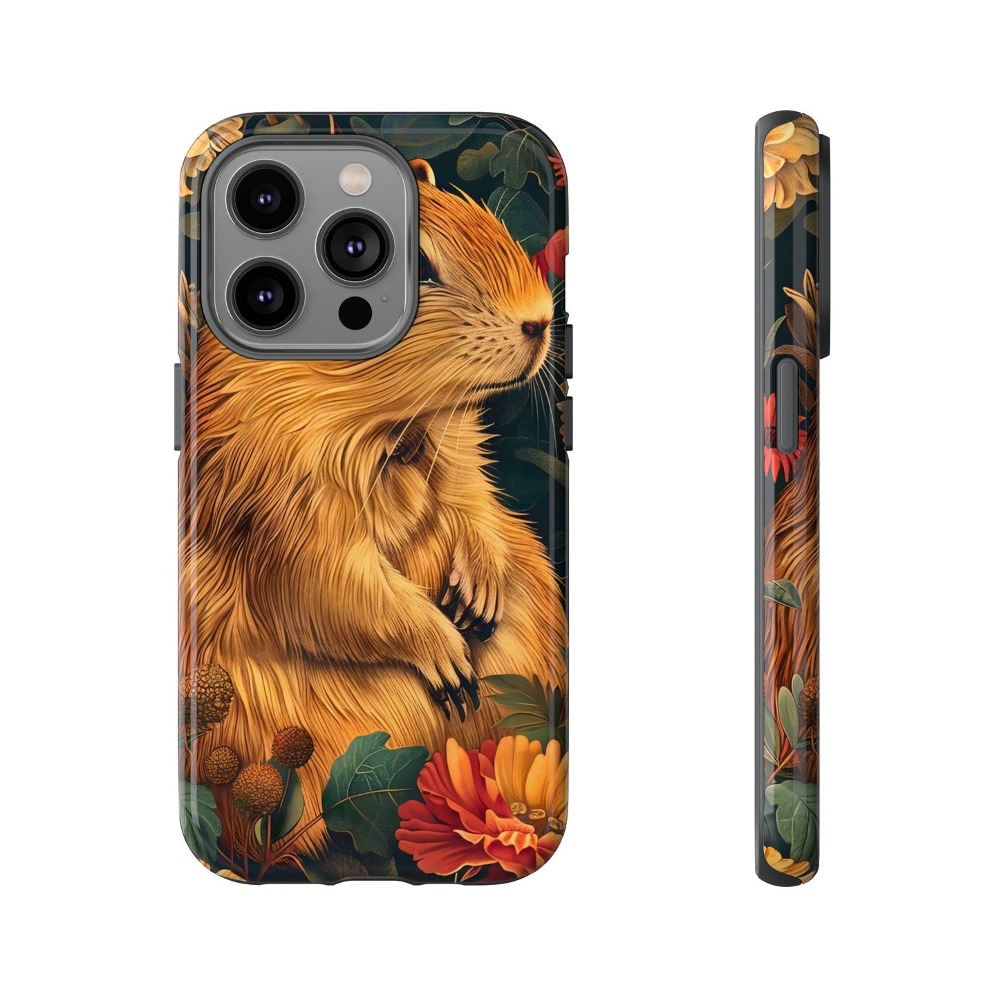 Cute Animal Phone Case, Floral Design Tough Cases for Nature Lovers, Gifts for Her, Customizable Mobile Accessory, Pet Lover Phone Cover