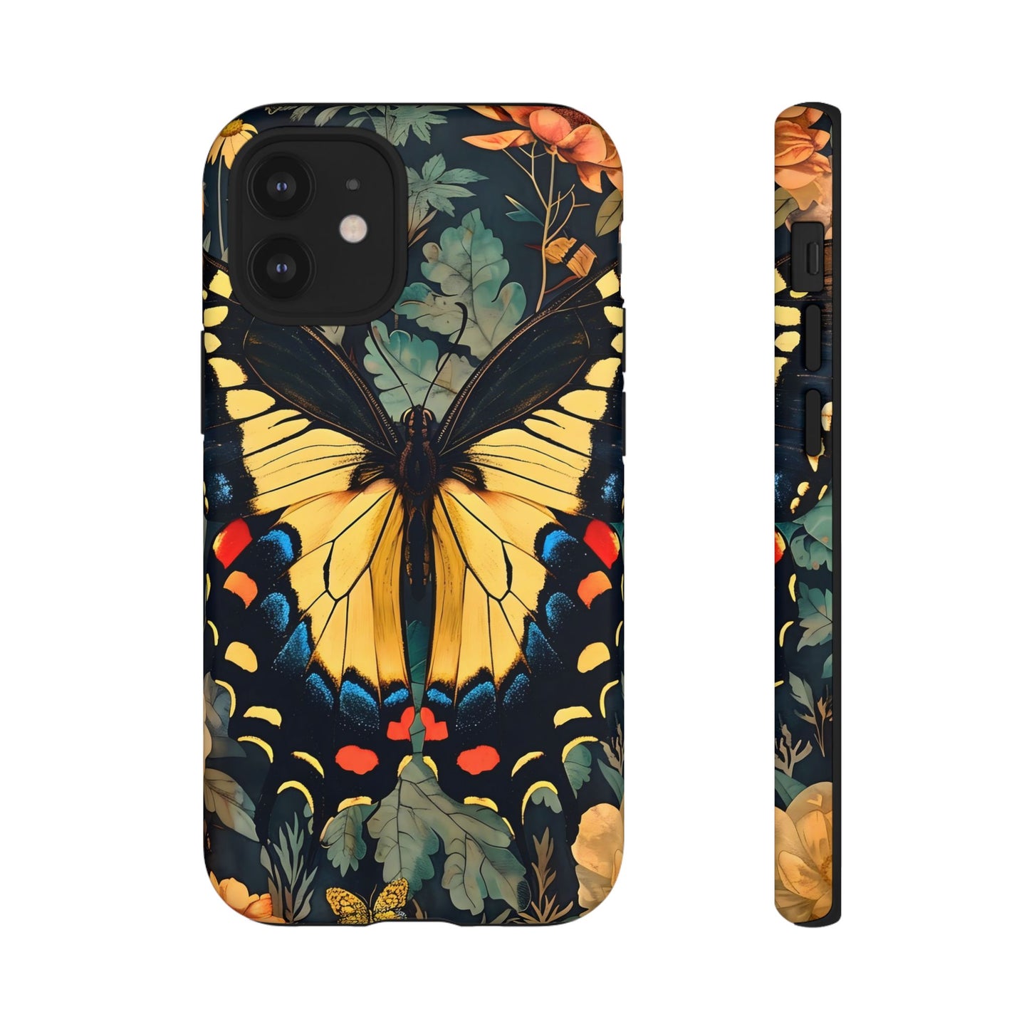 Butterfly Floral Phone Case, Art-inspire Tough Case, Gift for Nature Lovers, Butterfly Pattern Cover, Eco-Friendly Mobile Accessory