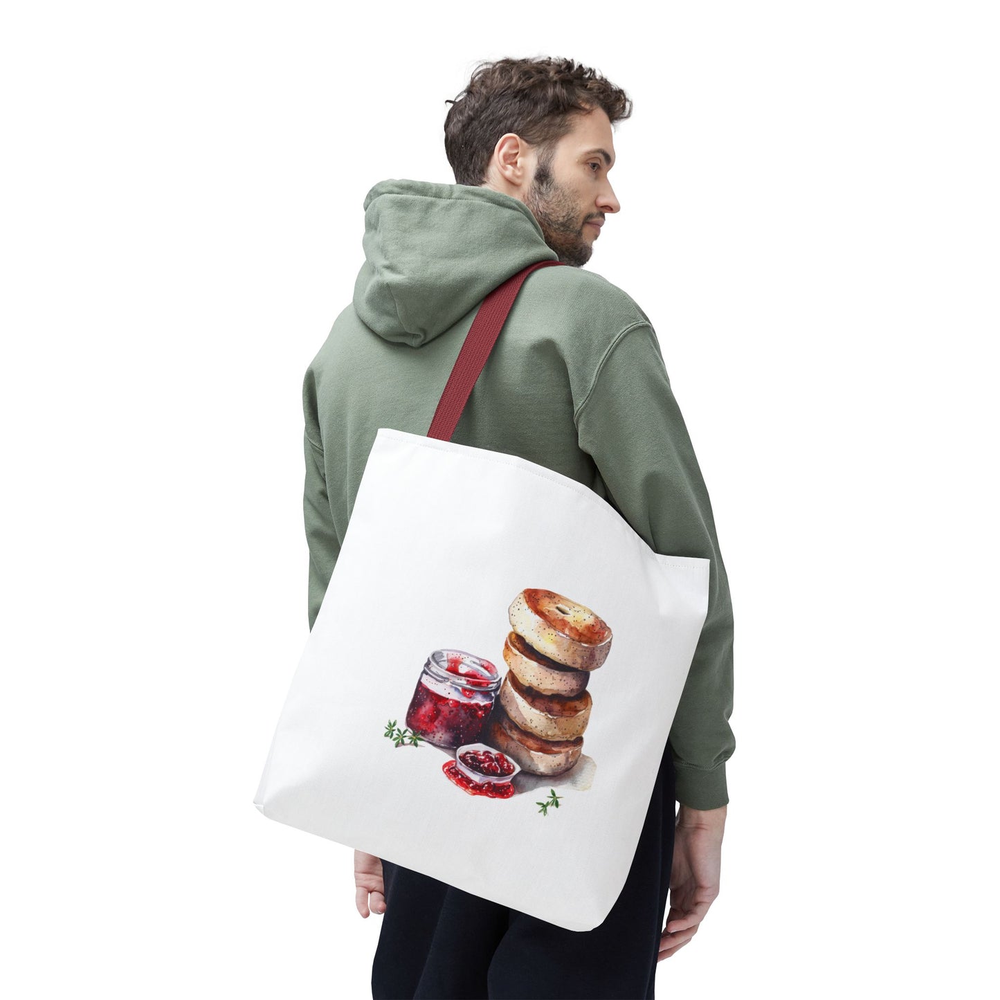 Delightful Donut Tote Bag, Fun Tote, Foodie Gift, Jam & Bagels Design, Shopping Bag, Bakery Lover Gift