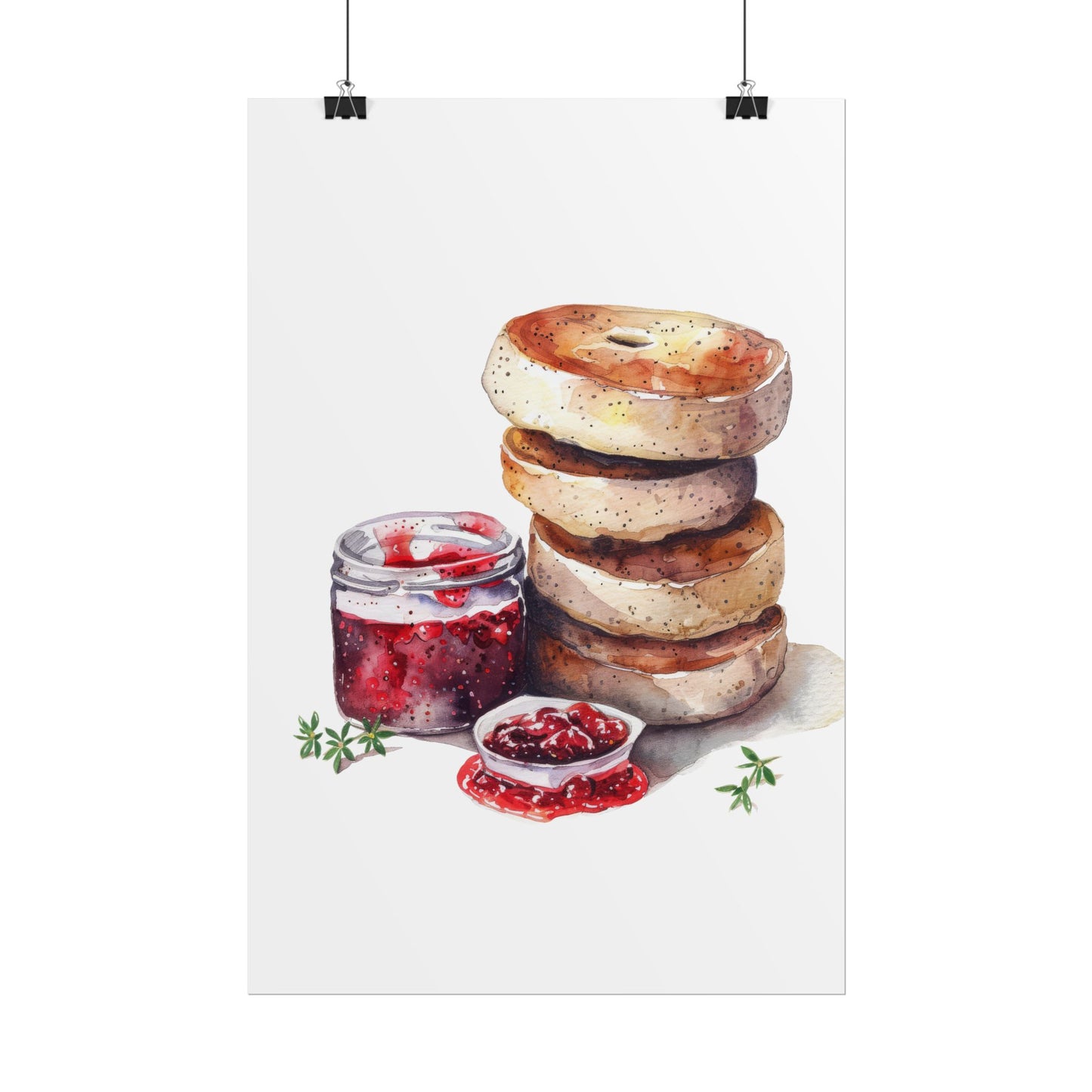 Breakfast Bagel Art Print, Foodie Decor, Kitchen Wall Art, Rolled Poster, Unique Food Gift, Home Cooking Decor