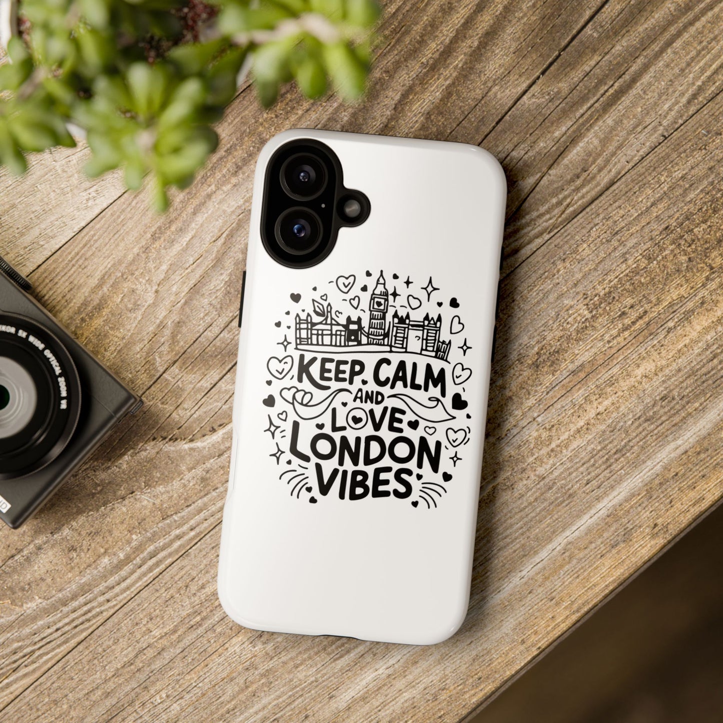 London Vibes Phone Case – Keep Calm Design, iPhone Accessories, Gift for Travelers, London Souvenir, Unique Cell Phone Cover