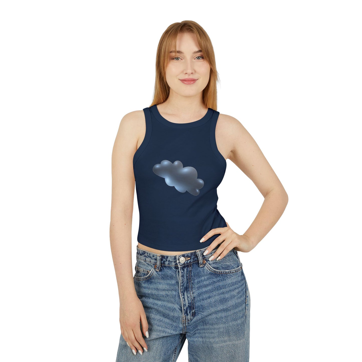 Women's Micro Rib Racer Tank Top - Serene Cloudscape - Dreamy Cloud Design