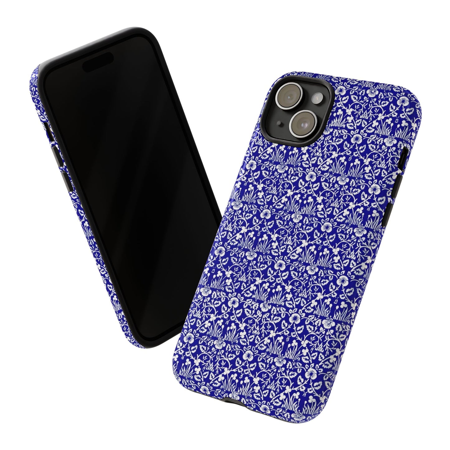 Elegant Floral Phone Case - Tough Cases, Blue Floral Design, Stylish Phone Accessory, Unique Gift, Modern Tech Protection