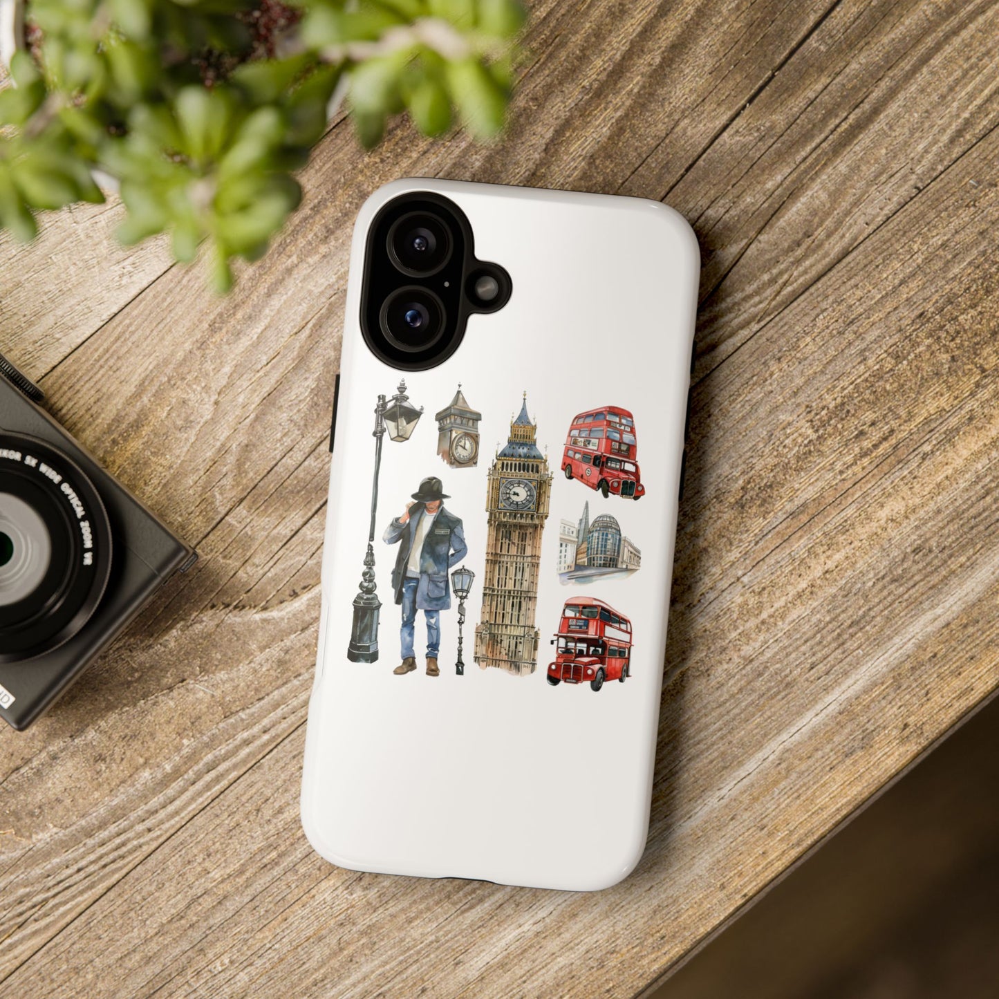 London Iconic Design Phone Case, Tough Cases, Gift for Travelers, London Souvenir, London Icons, Red Bus Phone Case