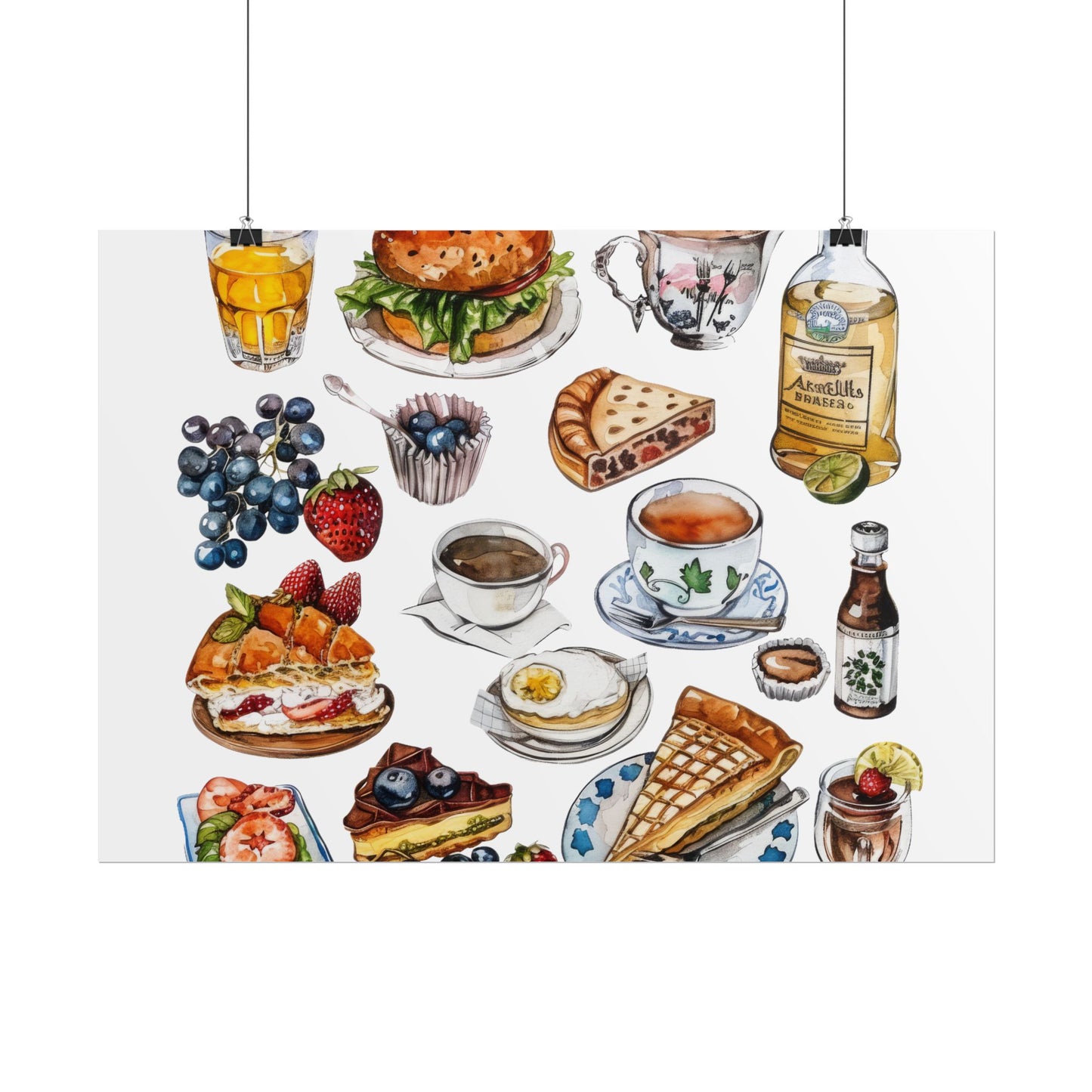 Foodie Wall Art Print, Kitchen Decor, Gourmet Food Poster, Culinary Art for Food Lovers, Cafe Aesthetic Home Decor