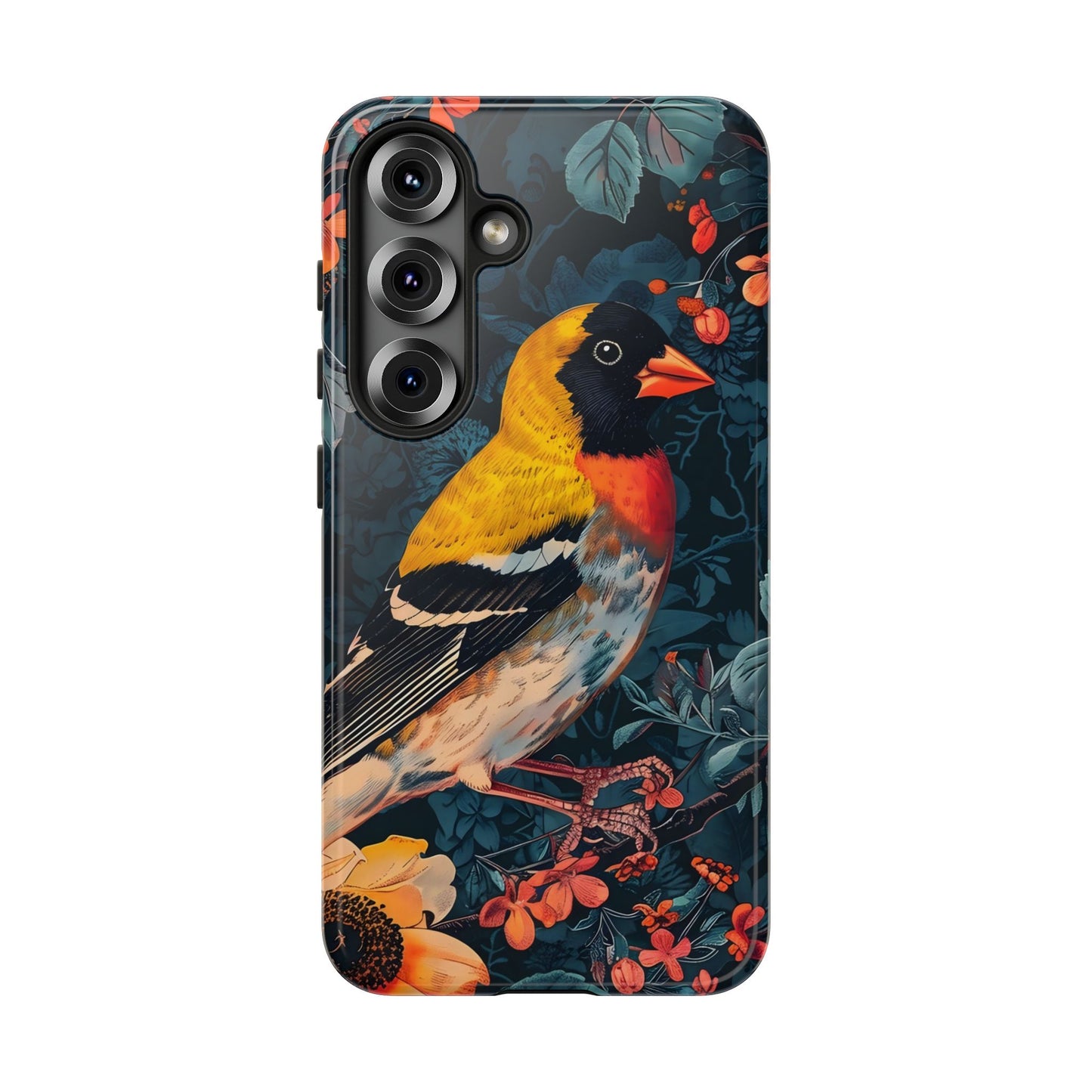 Colorful Bird Phone Case, Floral Phone Cover, Tough Phone Protector, Nature Lover Gift, Botanical Case, Unique Mobile Accessory