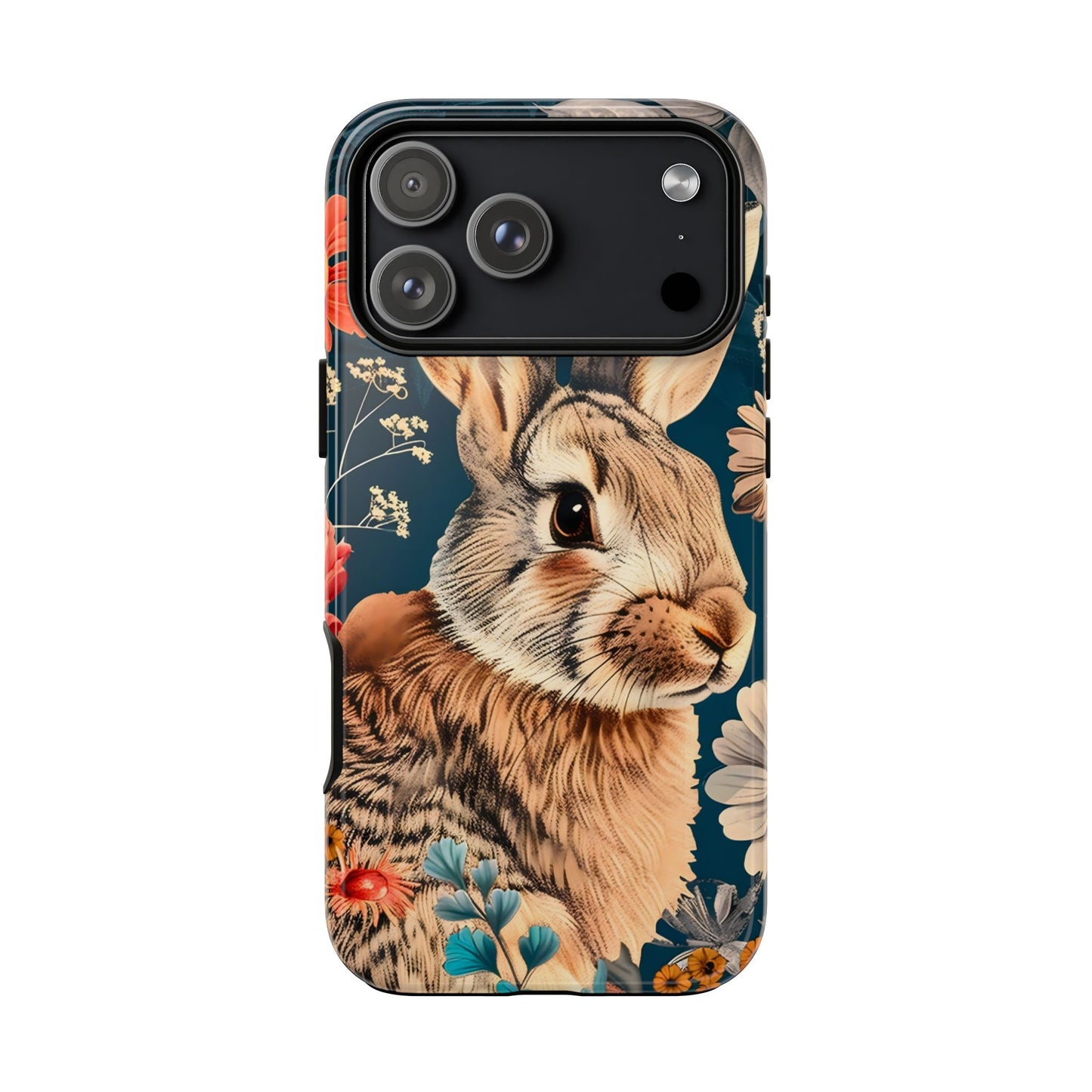 Floral Rabbit Phone Case, Cute Phone Cover, Tough Cases for Animal Lovers, Unique Gift for Birthdays, Nature-Themed Accessories