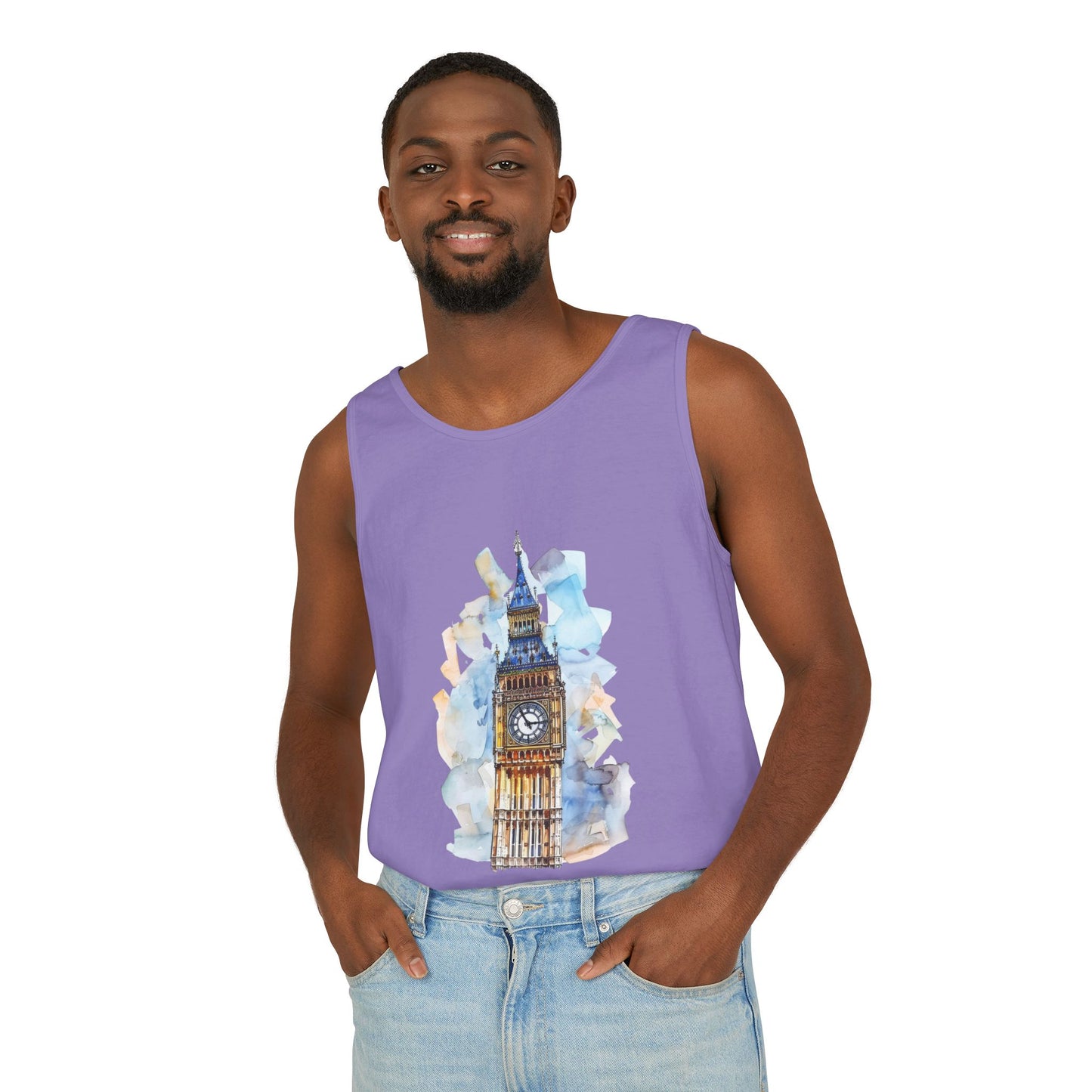 Unisex Garment-Dyed Tank Top - Classic UK Flag Design - Union Jack Symbol