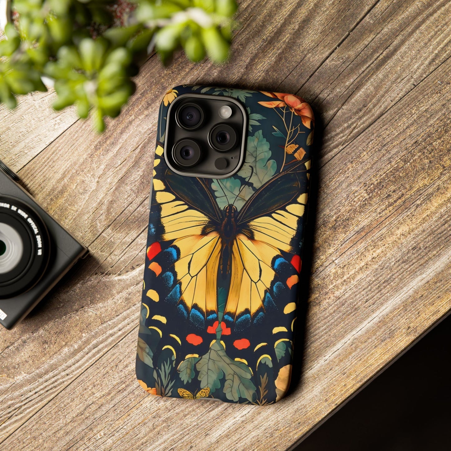 Butterfly Floral Phone Case, Art-inspire Tough Case, Gift for Nature Lovers, Butterfly Pattern Cover, Eco-Friendly Mobile Accessory