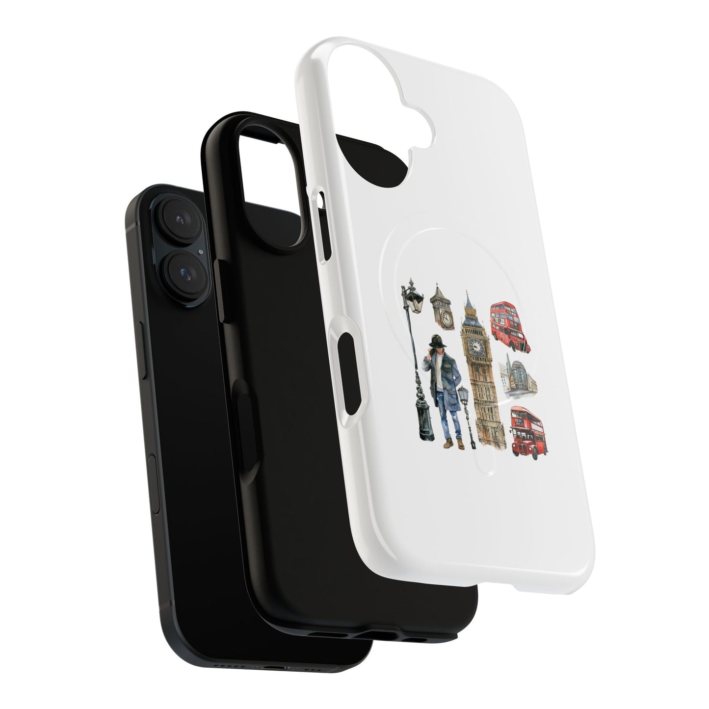 London-Themed Tough Magnetic Phone Case, Durable iPhone Cover, Gift for Travelers, Unique Cell Phone Accessories
