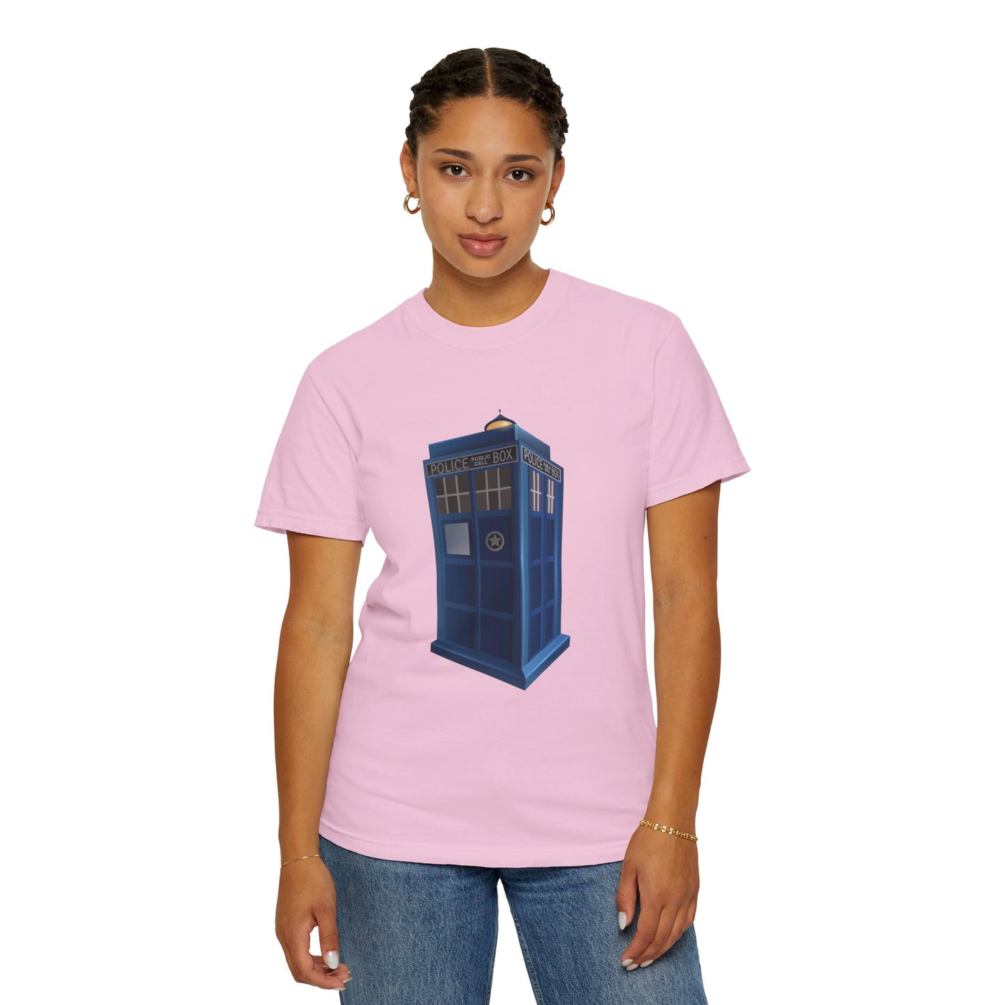 Unisex Garment-Dyed T-shirt - British Police Public Call Box - Iconic TARDIS
