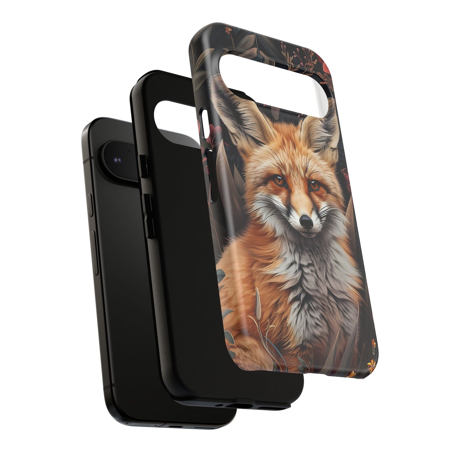 Fox Floral Phone Case, Tough Cases for Animal Lovers, Nature Themed Gift, Cute Phone Cover, Wild Fox Protector