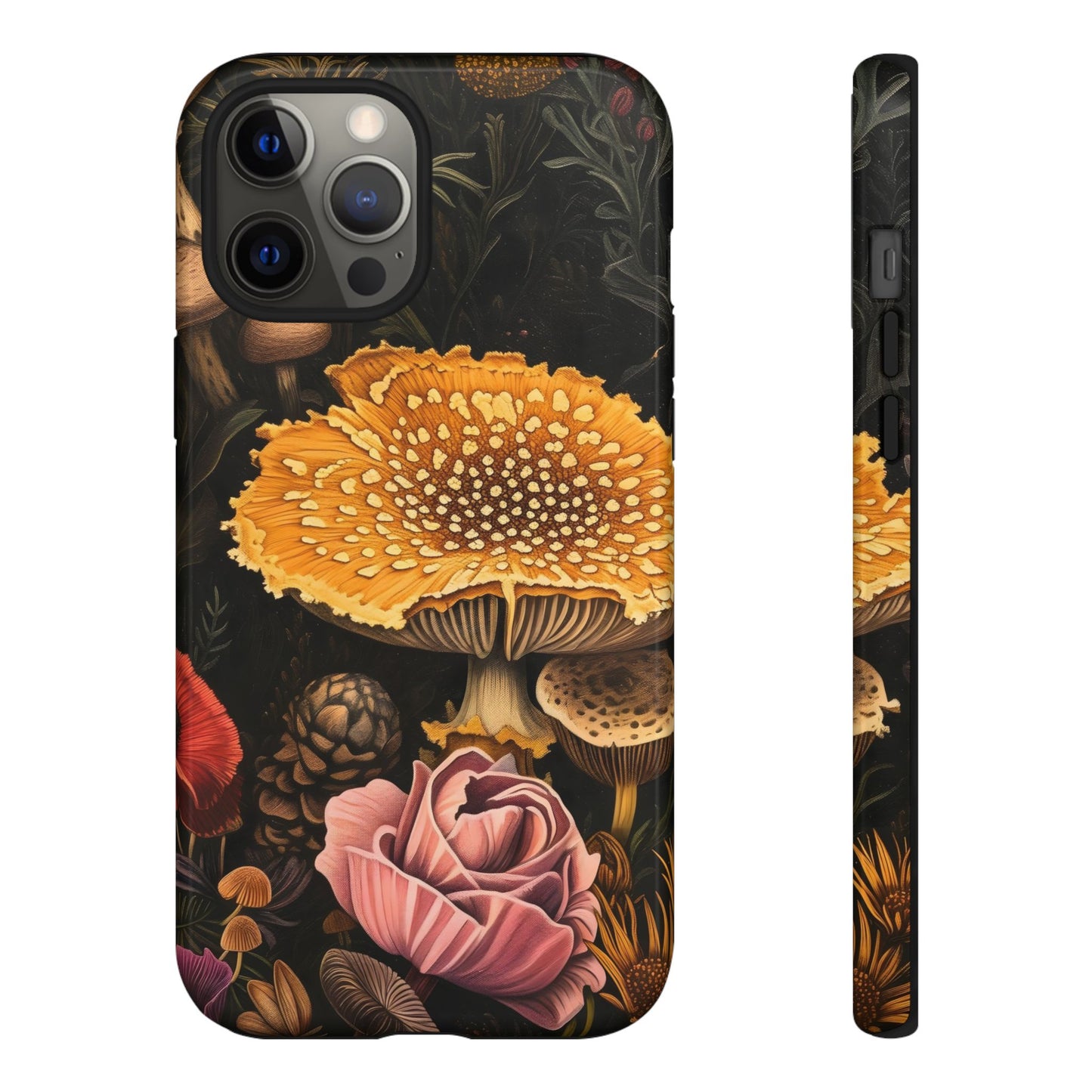 Floral Mushroom Phone Case, Tough Cases, Eco-Friendly, Nature Lover Gift, Floral Phone Cover, Stylish Phone Accessories