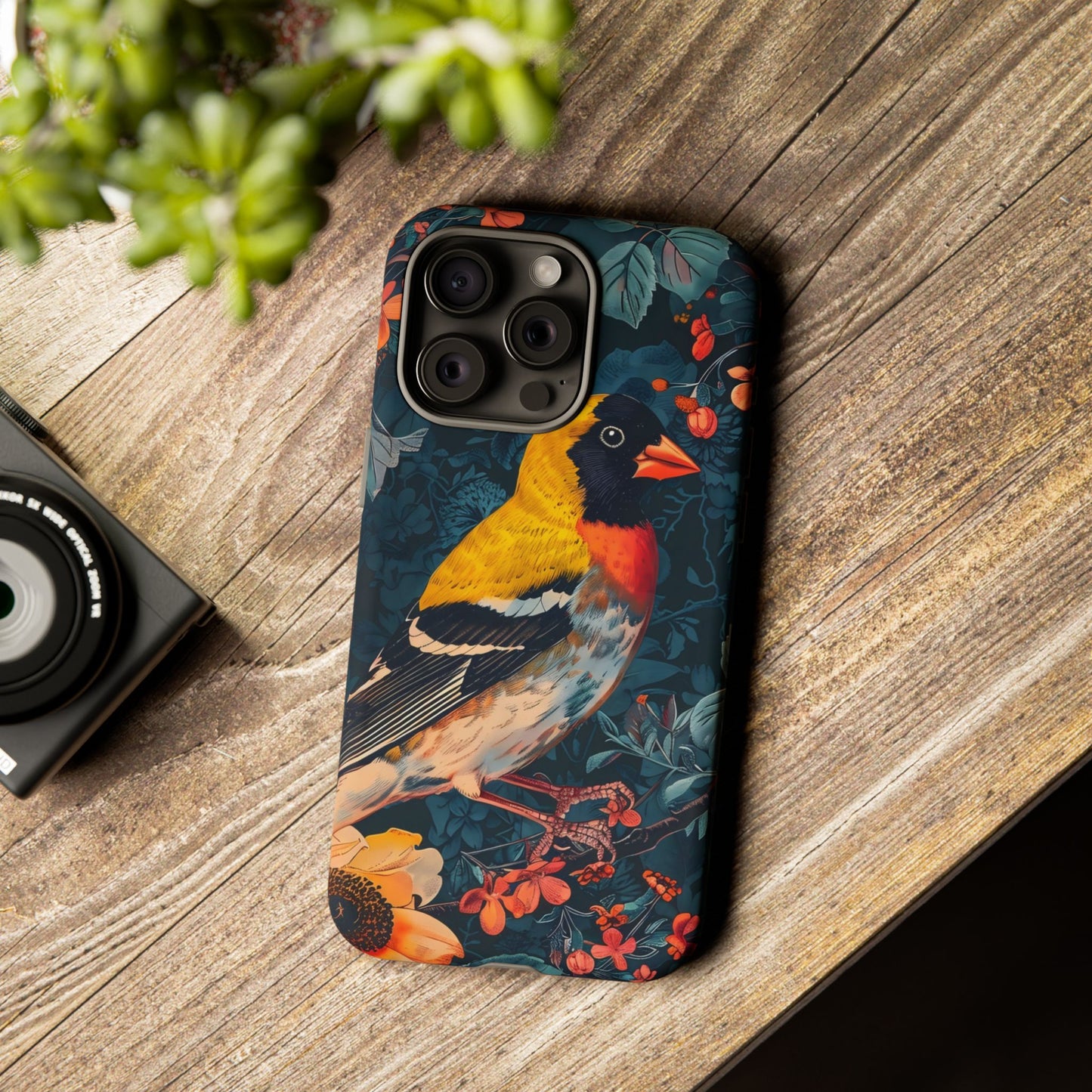 Colorful Bird Phone Case, Floral Phone Cover, Tough Phone Protector, Nature Lover Gift, Botanical Case, Unique Mobile Accessory