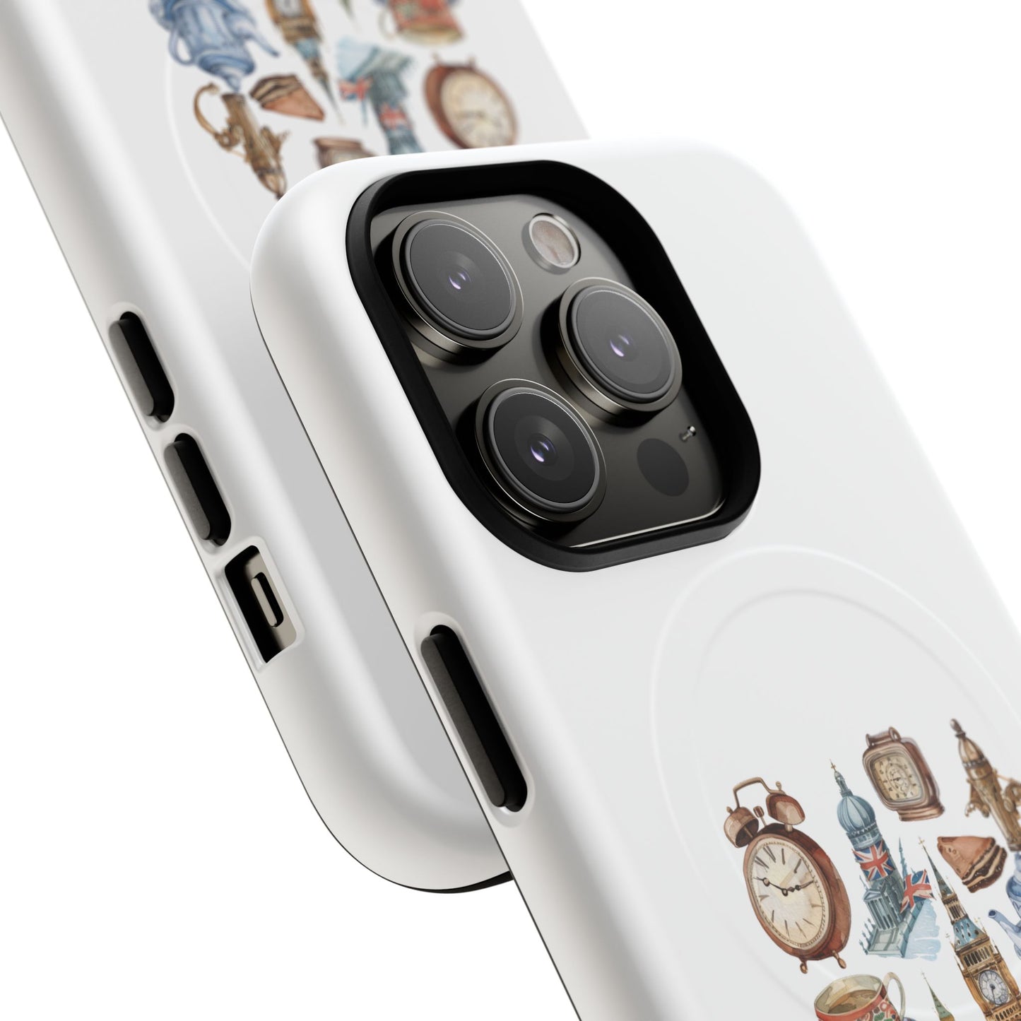 Tough Magnetic Phone Case with Vintage Clock Design, Durable Tech Accessories for Gift, Daily Use, Unique Style