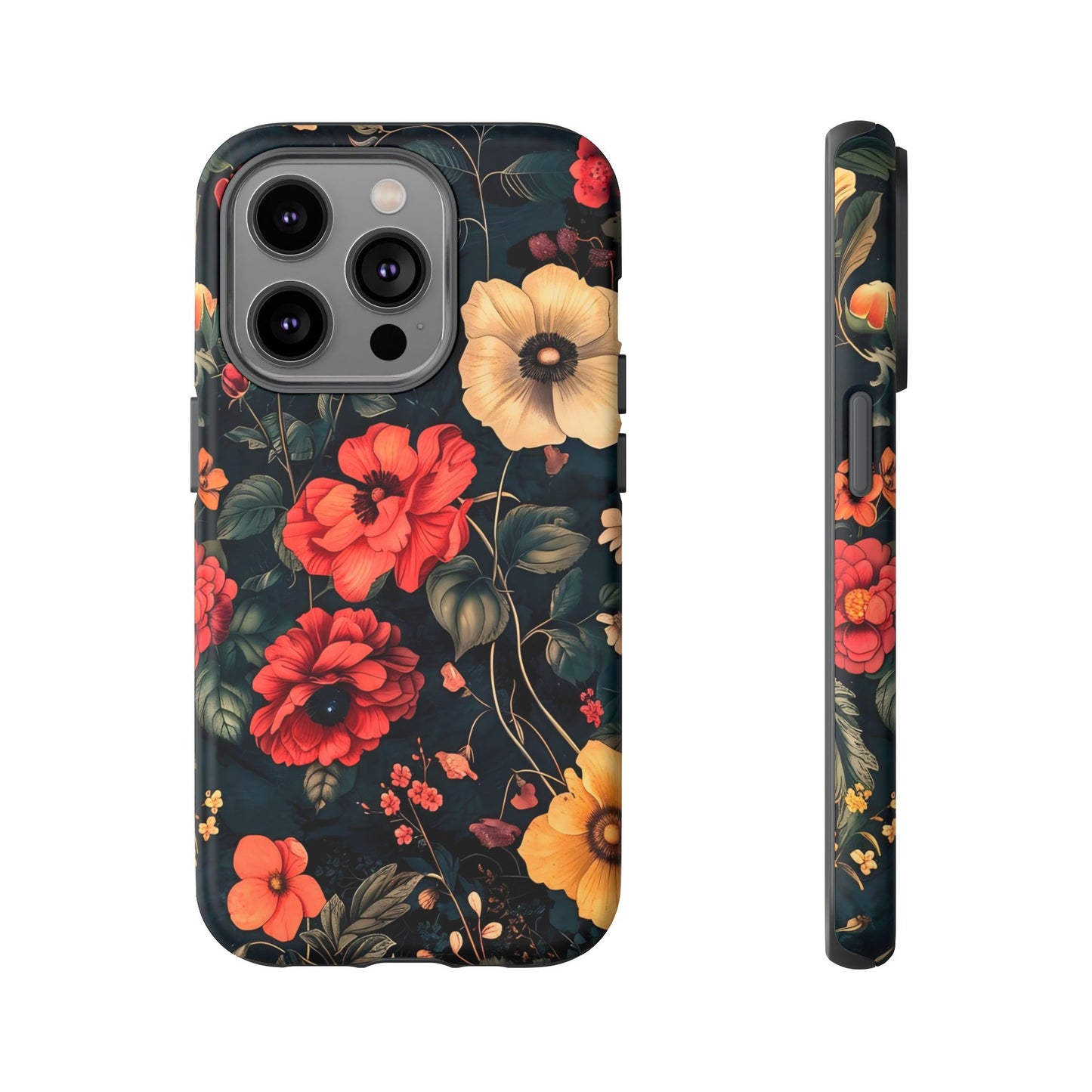 Floral Phone Case, Tough Cases, Flower Motif, Protective Cover, Gift for Her, Floral Design, Spring Accessory