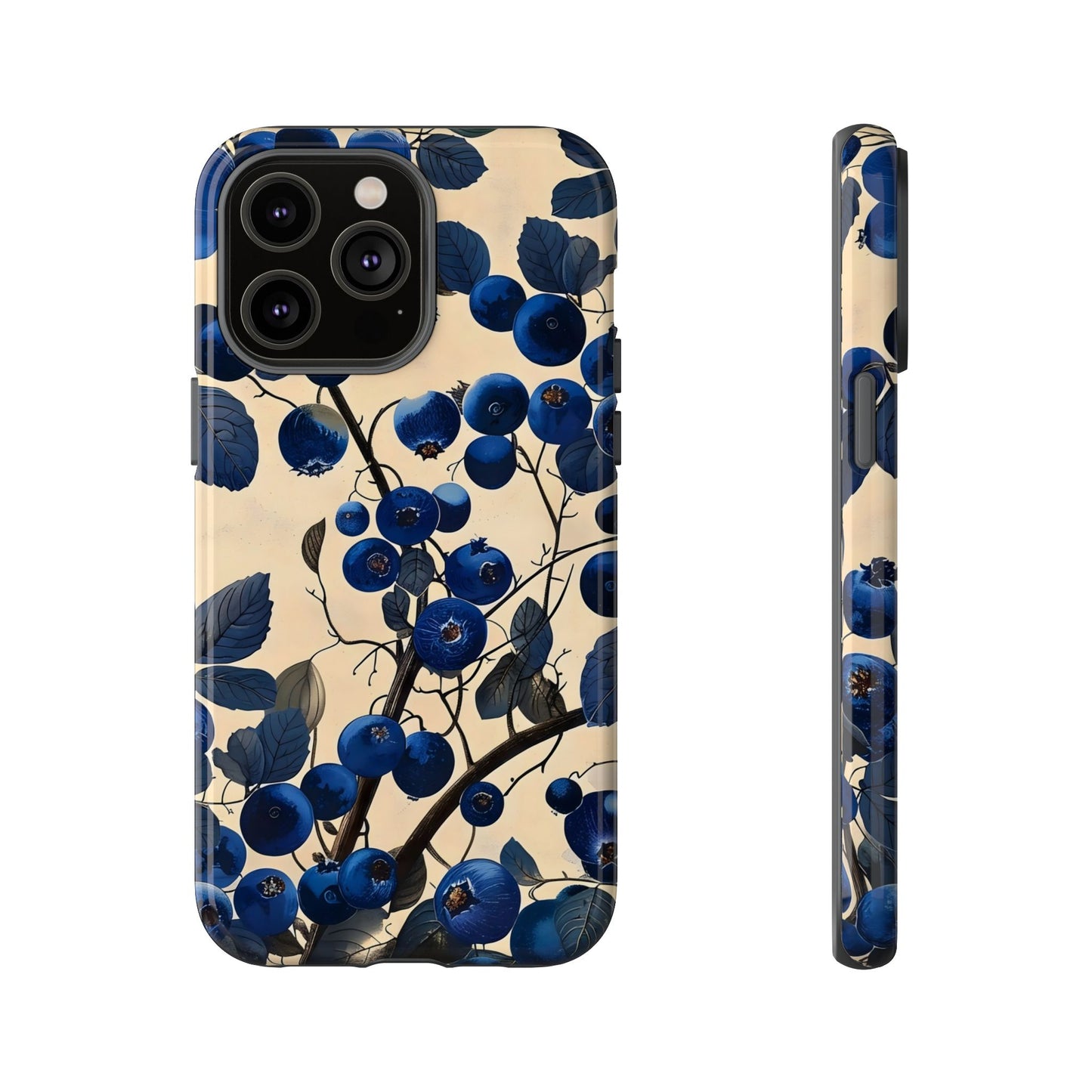 Blue Berry Tough Phone Case, Floral Phone Cover, Stylish Protective Case, Unique Gift for Her, Phone Accessories