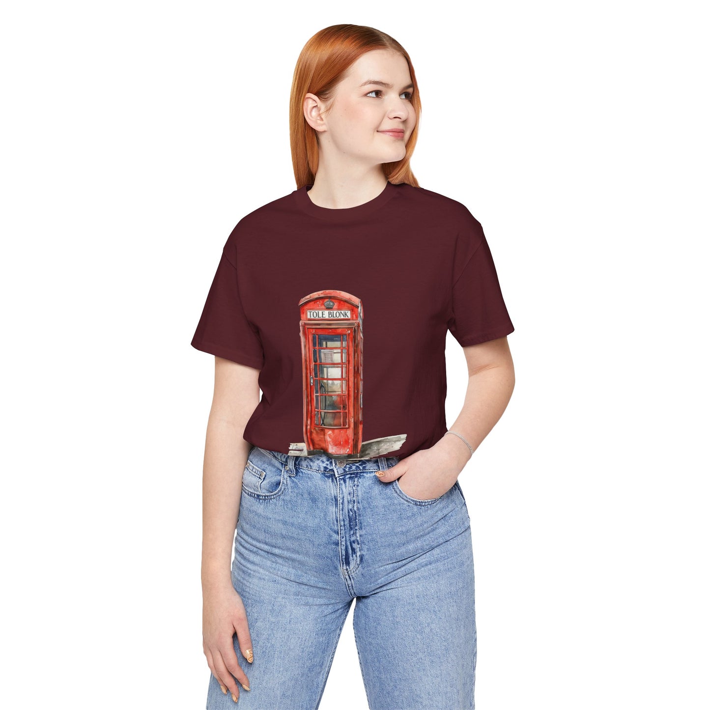 Unisex Jersey Short Sleeve Tee - Iconic British Public Telephone - Classic Red Phone Box