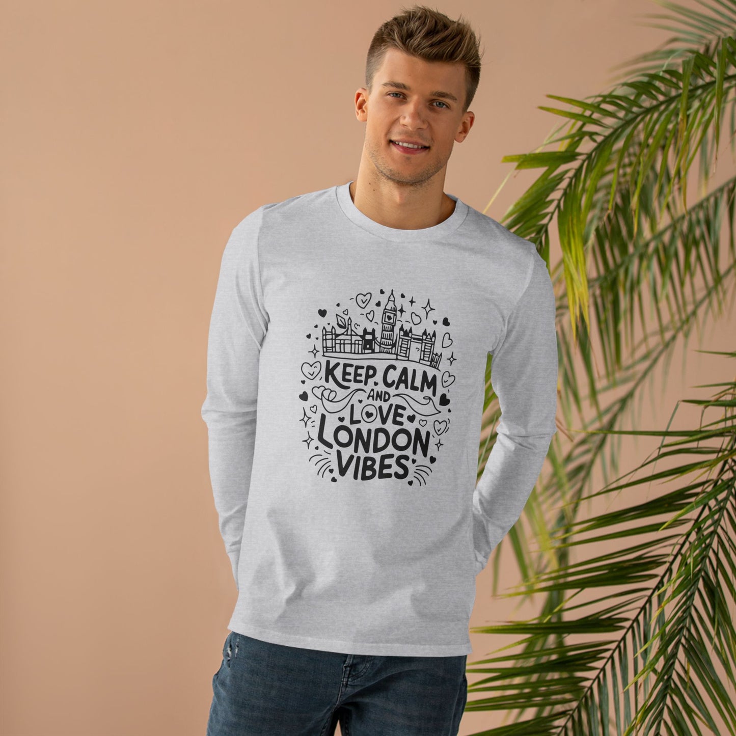 Men’s Base Longsleeve Tee - Keep Calm and love London Vibes