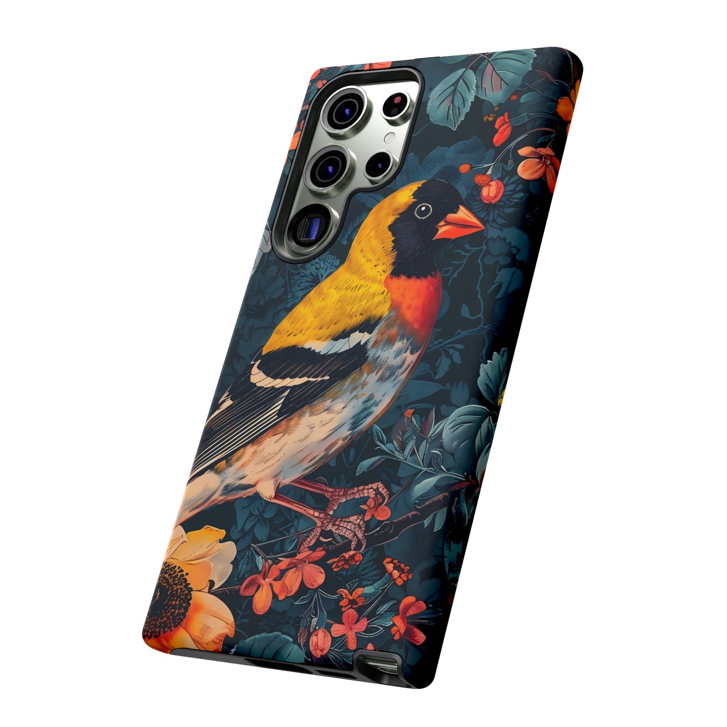 Colorful Bird Phone Case, Floral Phone Cover, Tough Phone Protector, Nature Lover Gift, Botanical Case, Unique Mobile Accessory