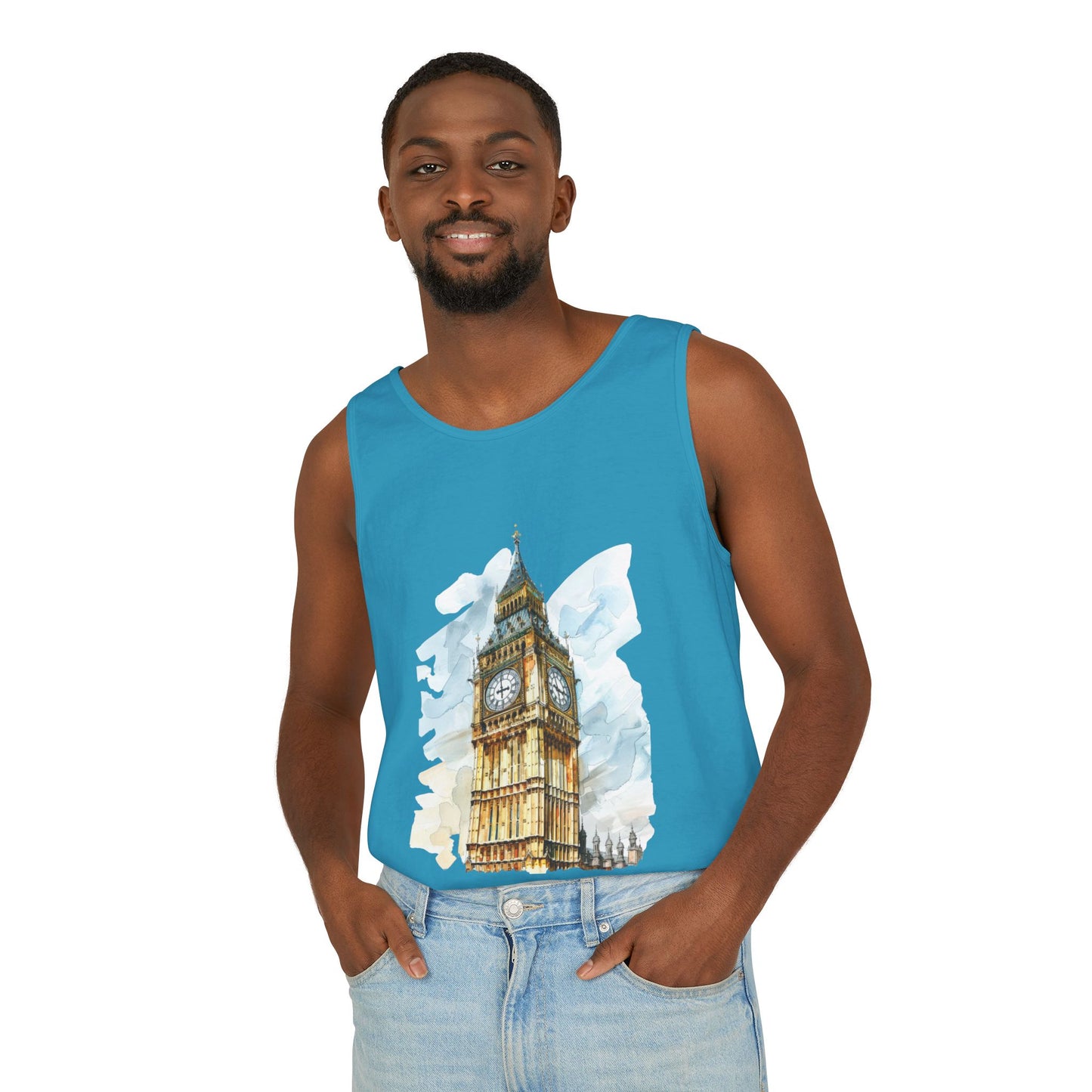 Unisex Garment-Dyed Tank Top - Iconic Big Ben Clock Tower