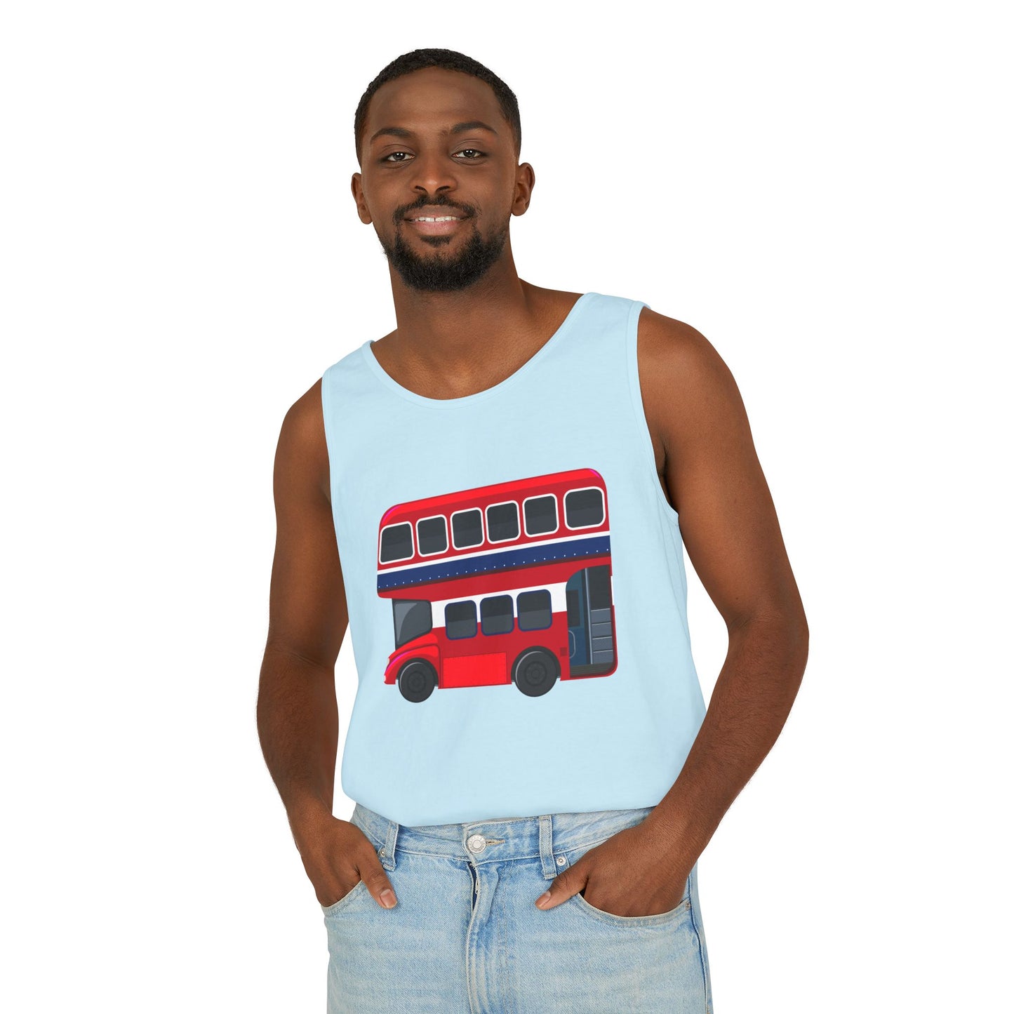Unisex Garment-Dyed Tank Top - London Transport English Bus - Iconic Red Double