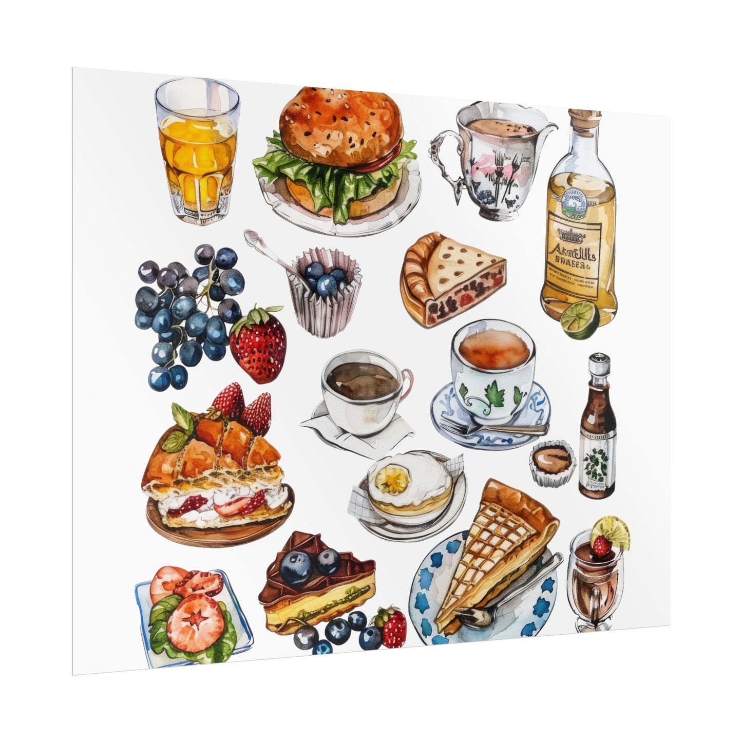 Foodie Wall Art Print, Kitchen Decor, Gourmet Food Poster, Culinary Art for Food Lovers, Cafe Aesthetic Home Decor