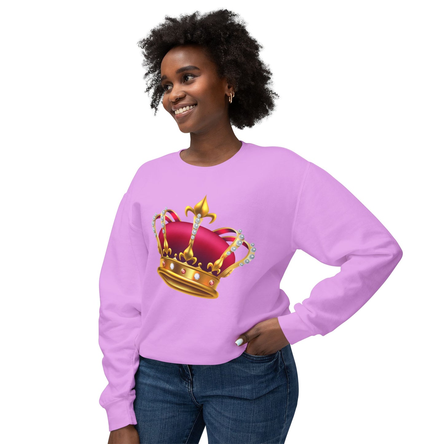 Unisex Lightweight Crewneck Sweatshirt - British Royal Crown Design