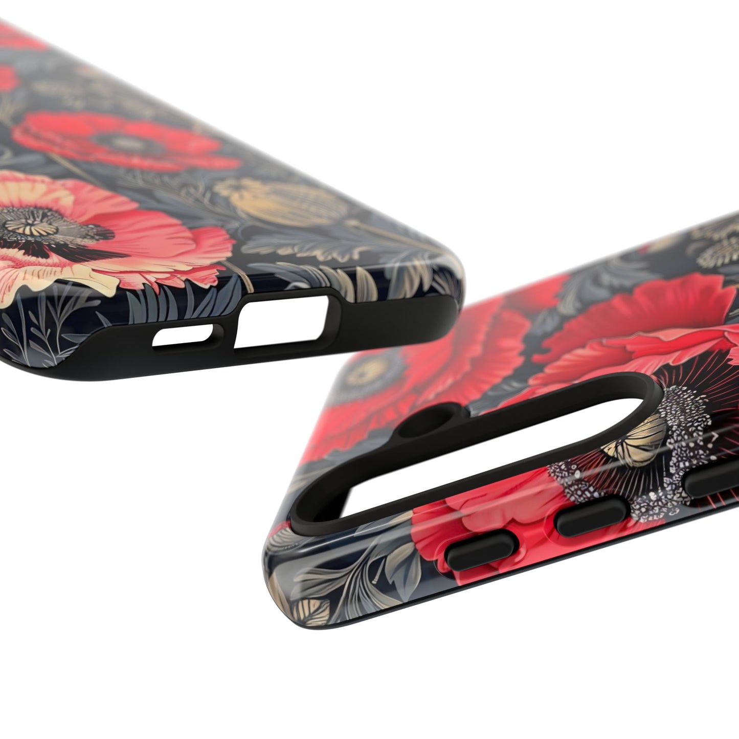 Floral Phone Case with Artistic Poppies, Tough Cases, Flower Design, Nature Lover Gift, Customizable Mobile Cover, Stylish Phone Accessories