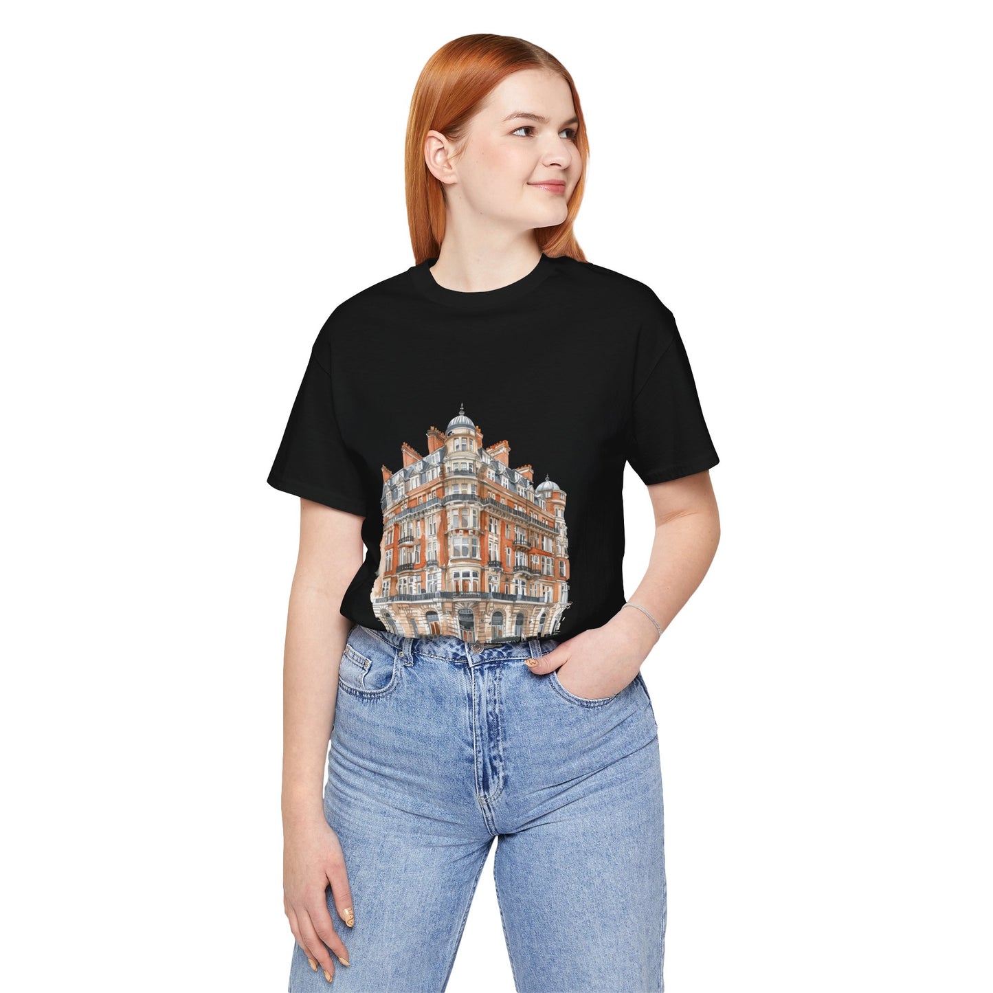 Unisex Jersey Short Sleeve Tee - British Vintage Building - Architectural Charm and Classic Appeal