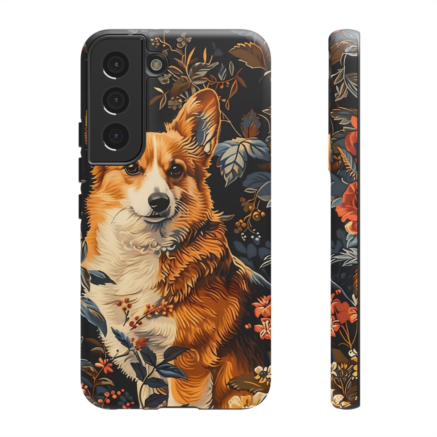 Corgi Floral Phone Case - Tough Cases for Dog Lovers, Cute Pet Accessories, Gift for Dog Owners, Floral Design, Personalized Tech Cover