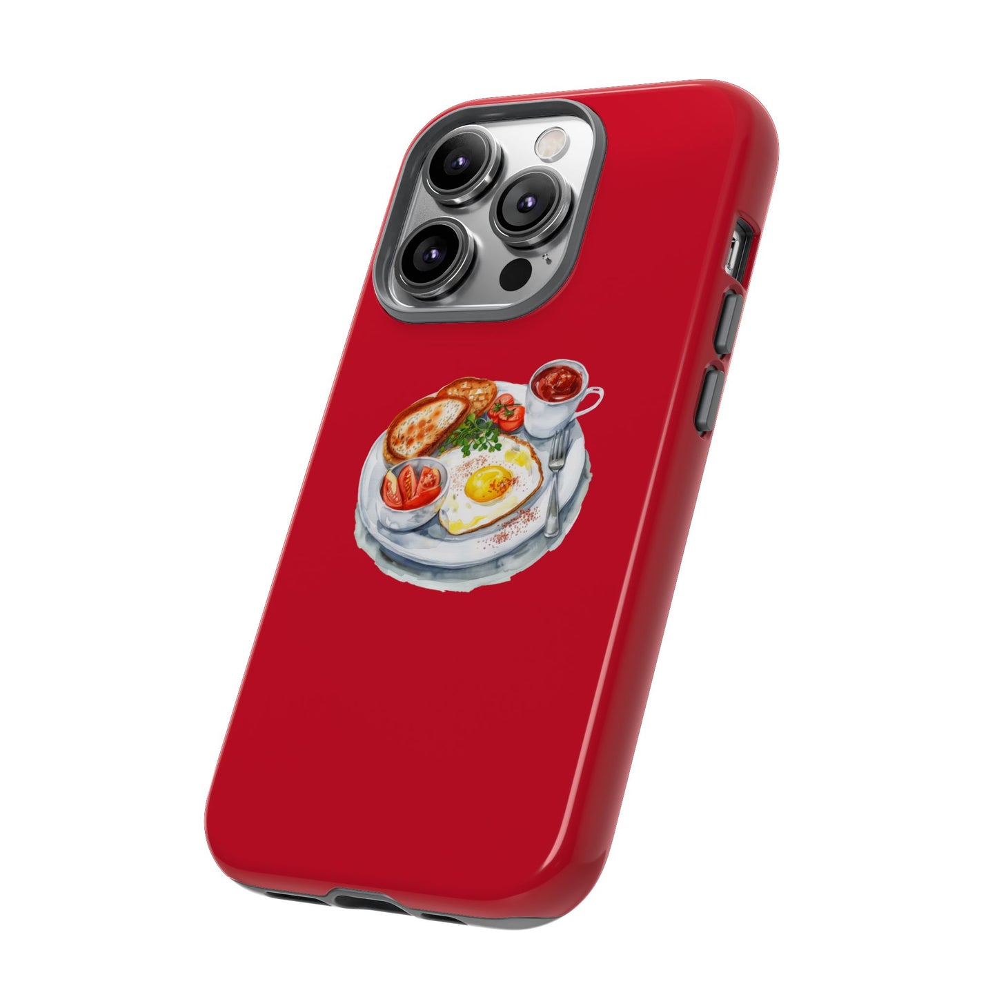 Breakfast-Inspired Phone Case, Tough Phone Covers, Foodie Gifts, Unique Accessories, Cute Kitchen Decor, Red Phone Case
